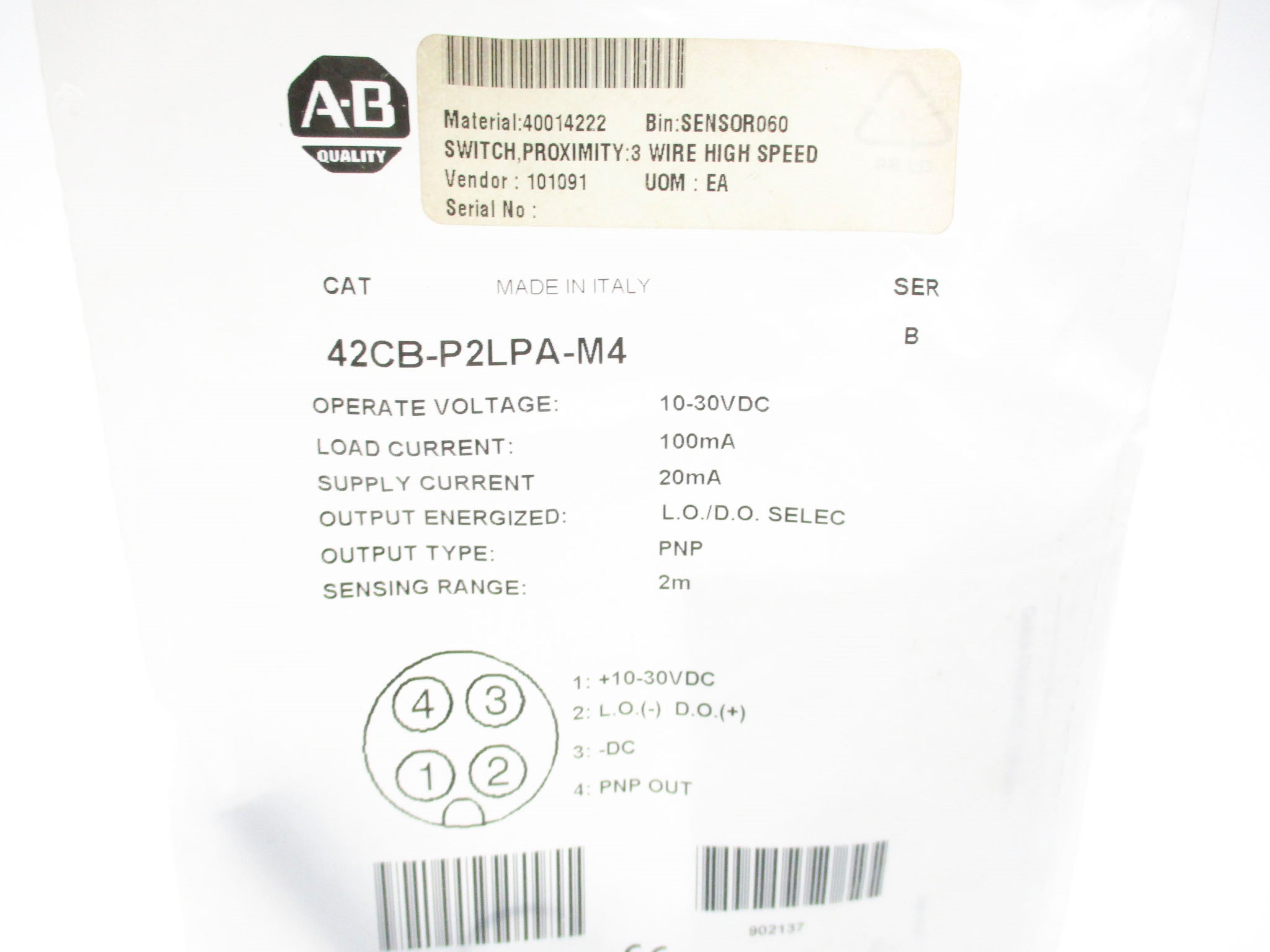 ALLEN BRADLEY 42CB-P2LPA-M4 SER. B NSMP
