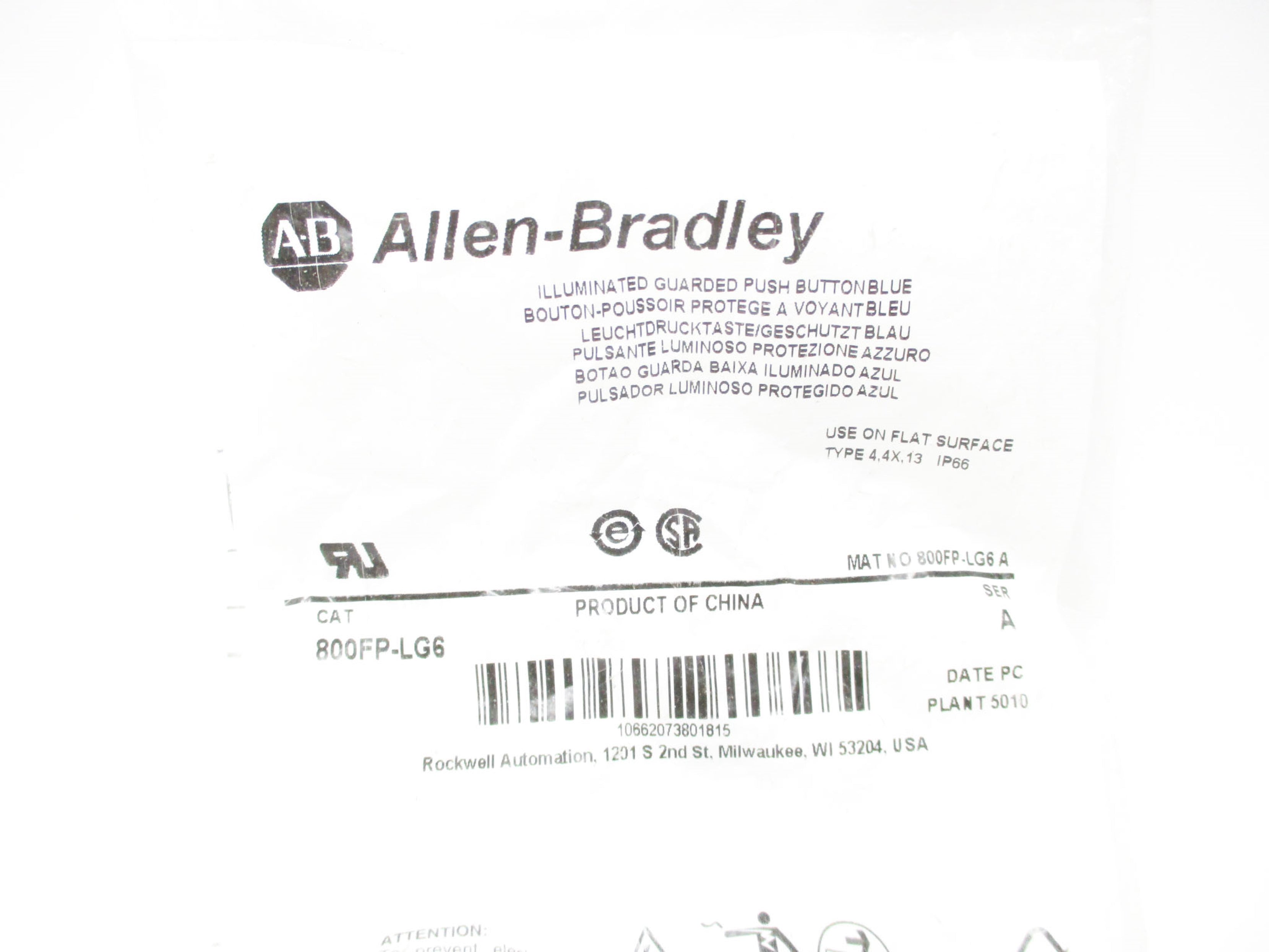 ALLEN BRADLEY 800FP-LG6 SER. A NSMP