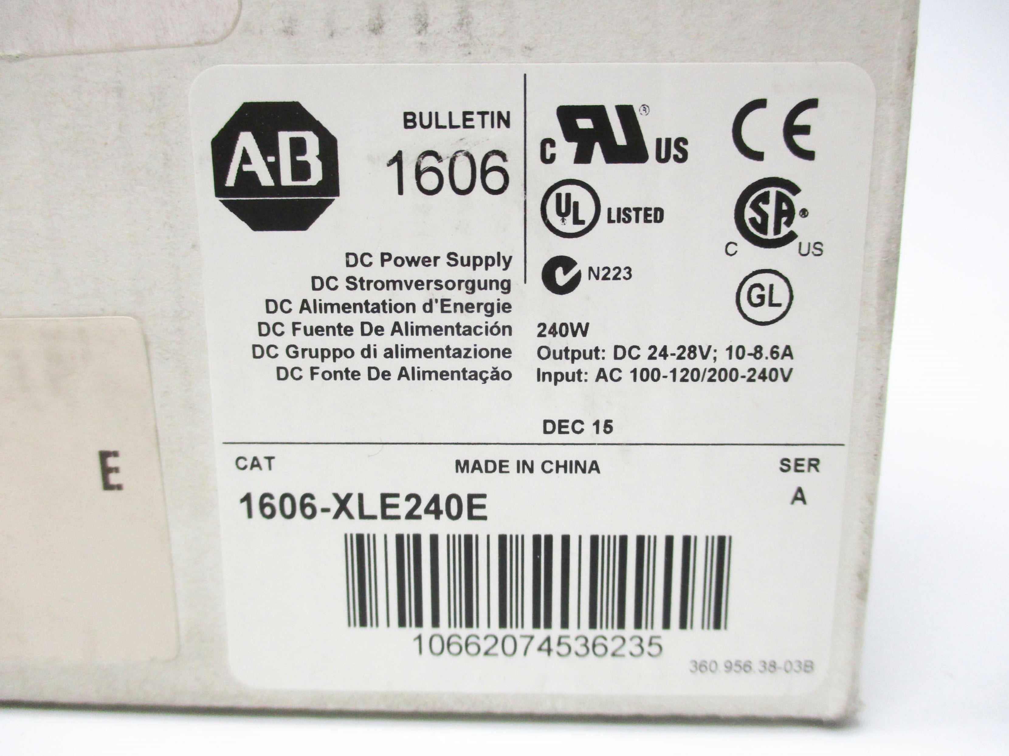 ALLEN BRADLEY 1606-XLE240E SER. A (WH) NSMP