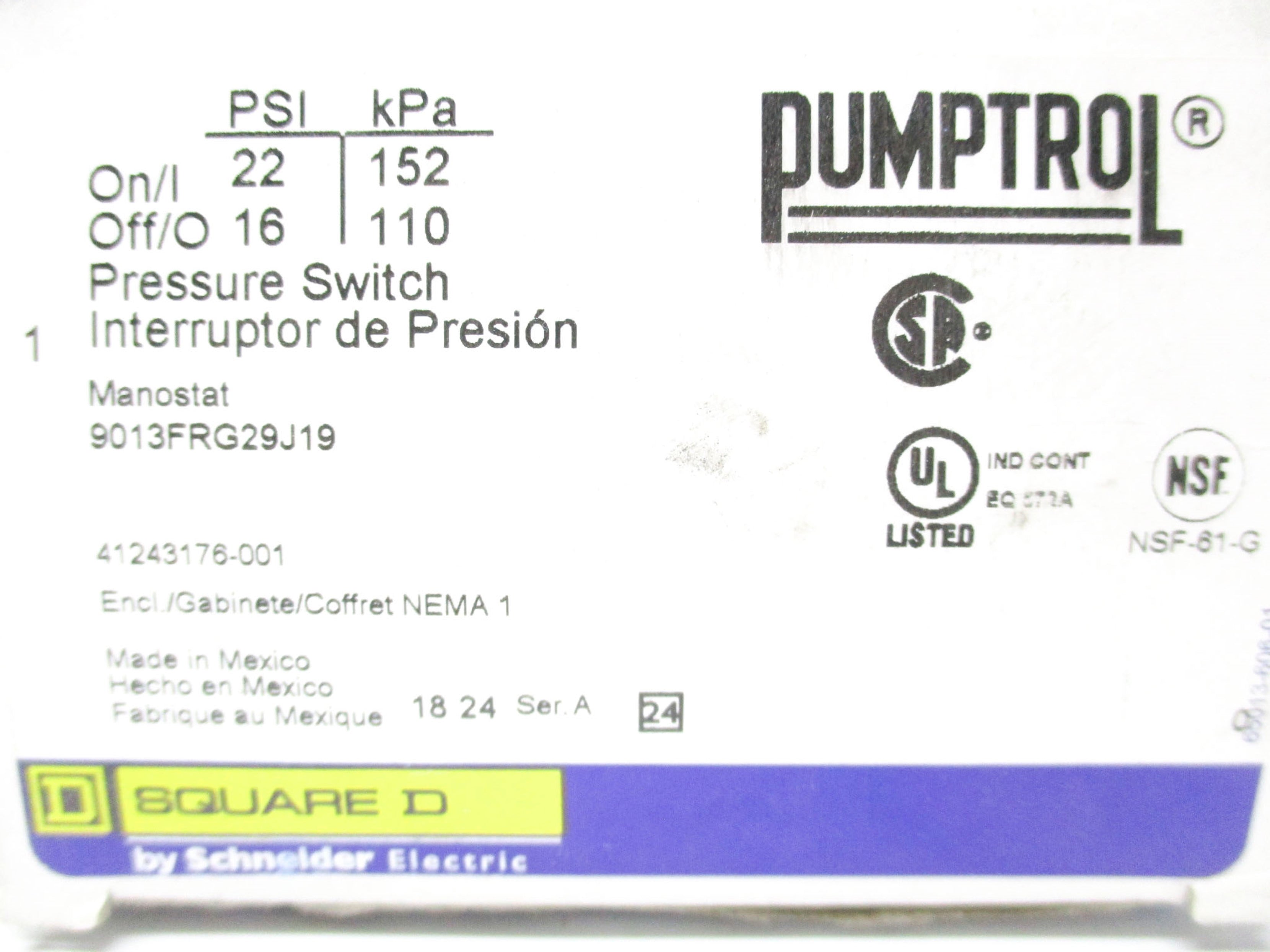 SQUARE D 9013FRG29J19 SER. A NSMP