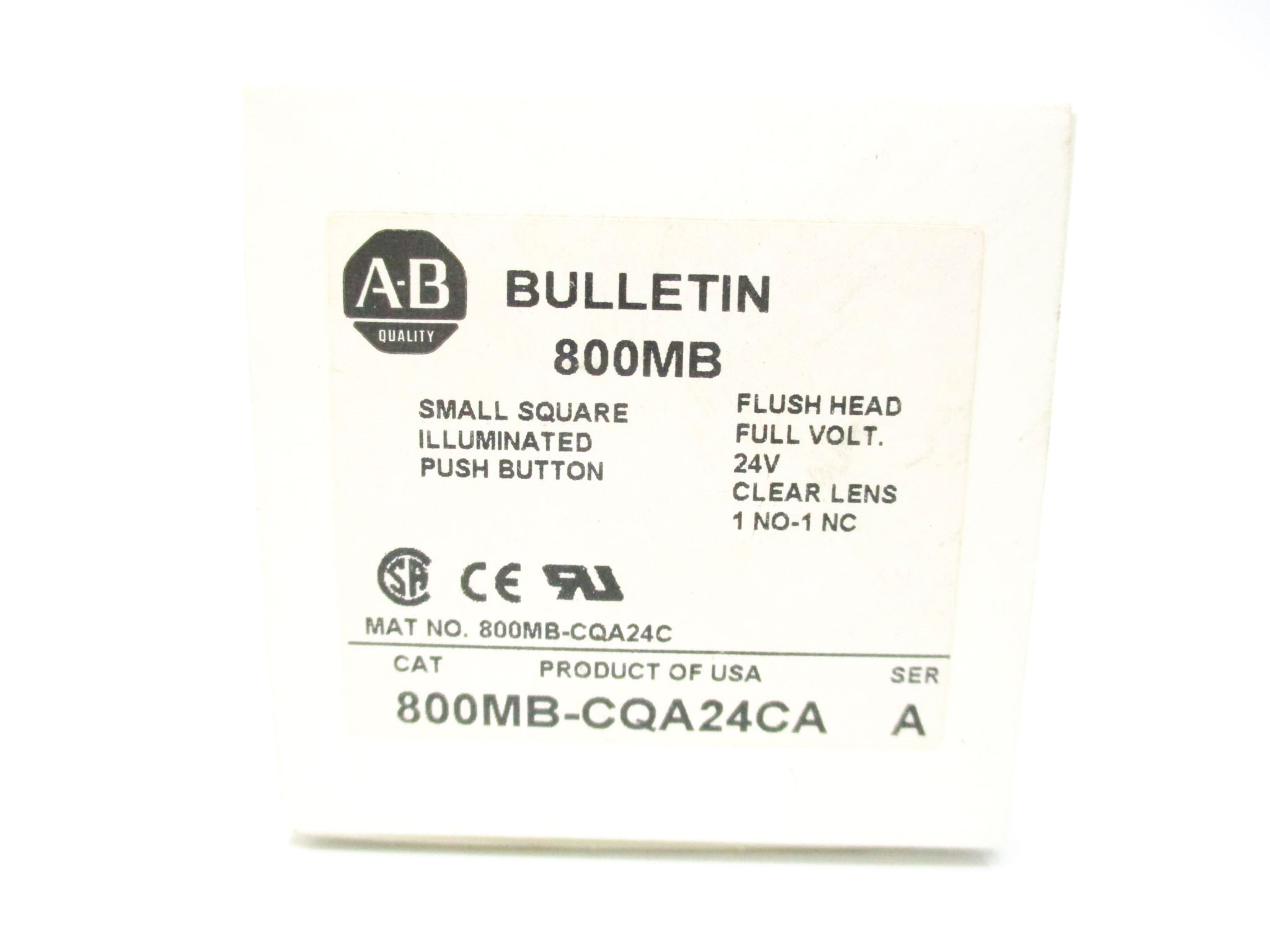 ALLEN BRADLEY 800MB-CQA24CA SER. A 24V (WH) NSMP
