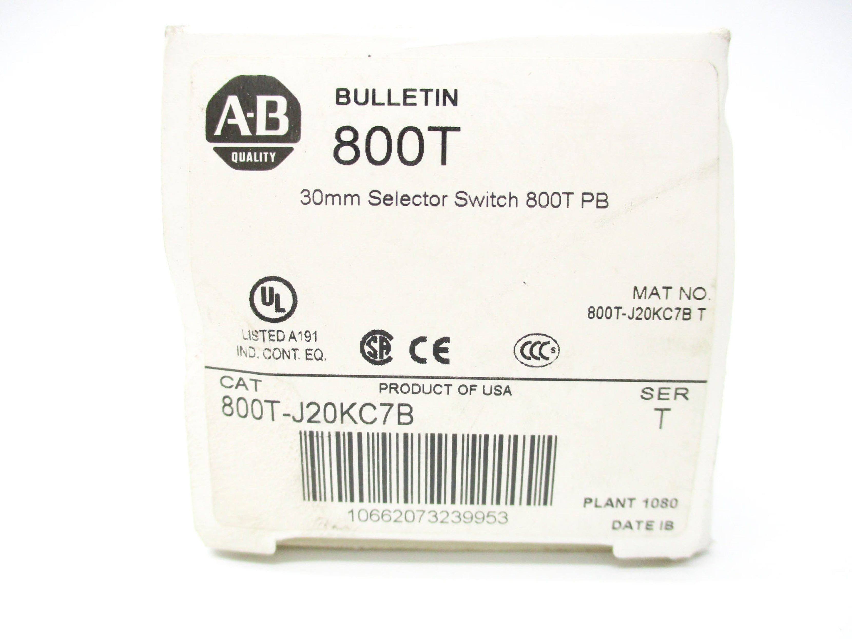 ALLEN BRADLEY 800T-J20KC7B SER. T (WH) NSMP