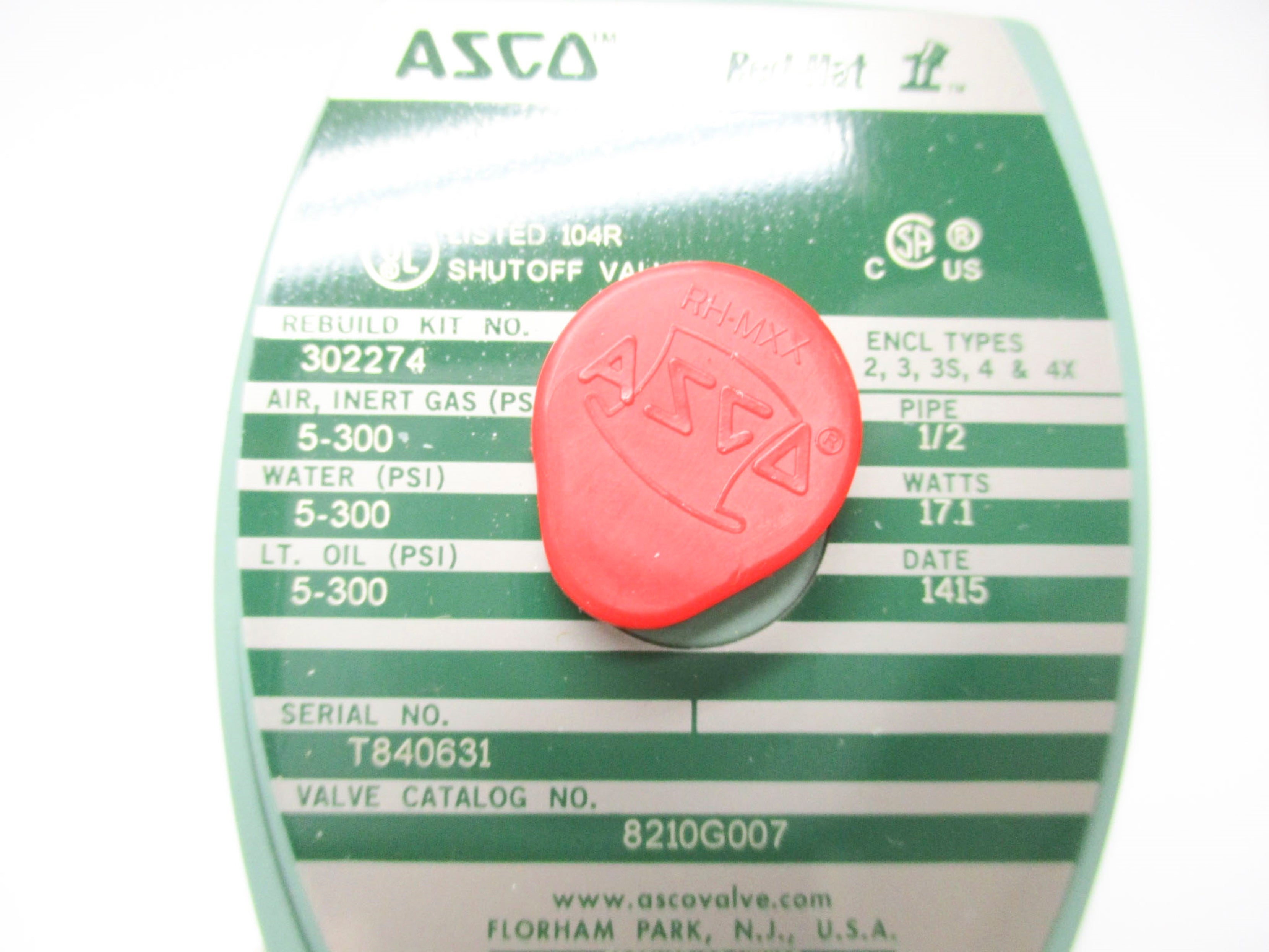 ASCO 8210G007 110/120V 5-300PSI 1/2" NSMP