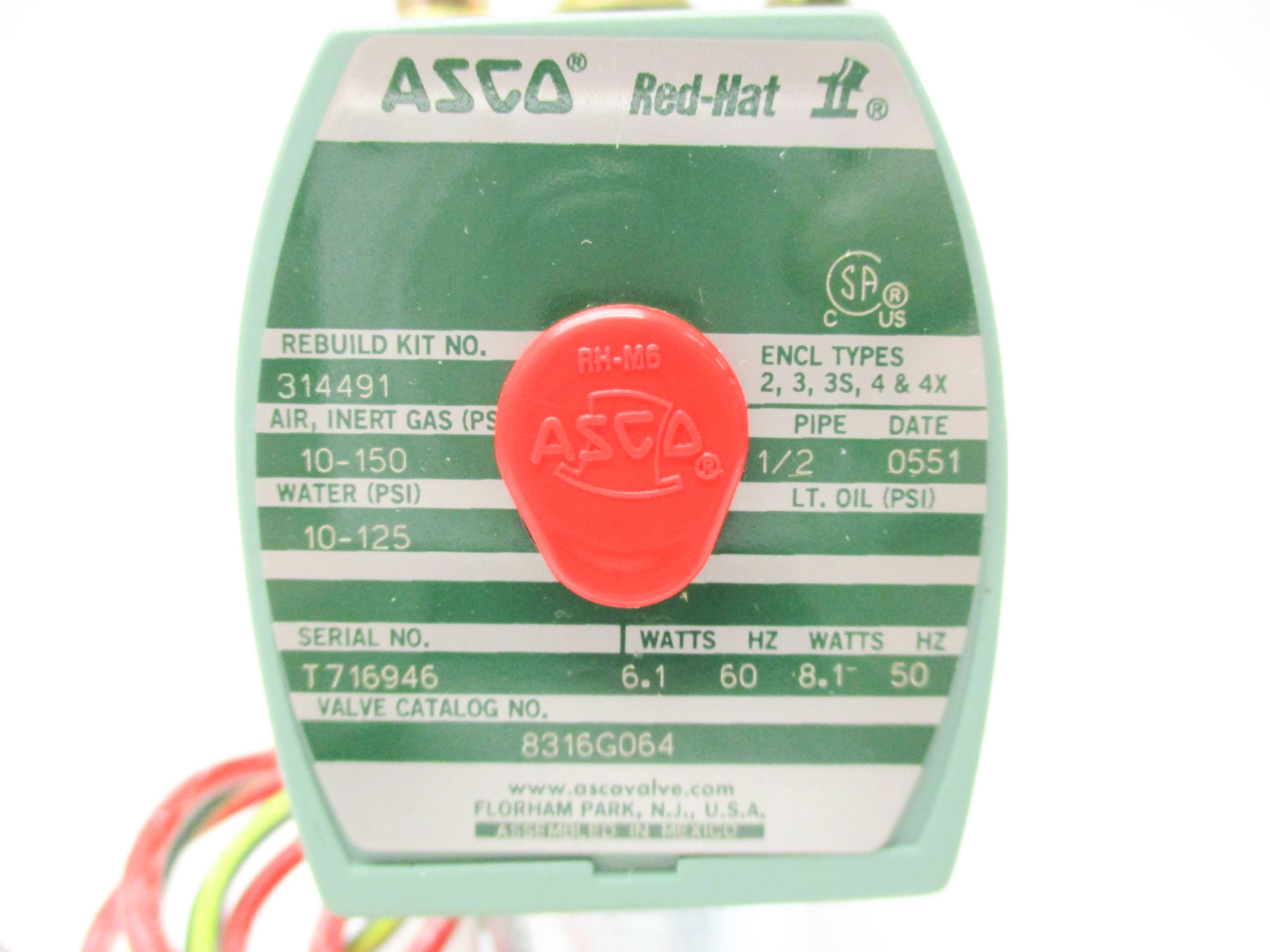 ASCO 8316G064 110/120V 10-125PSI 1/2" NSMP