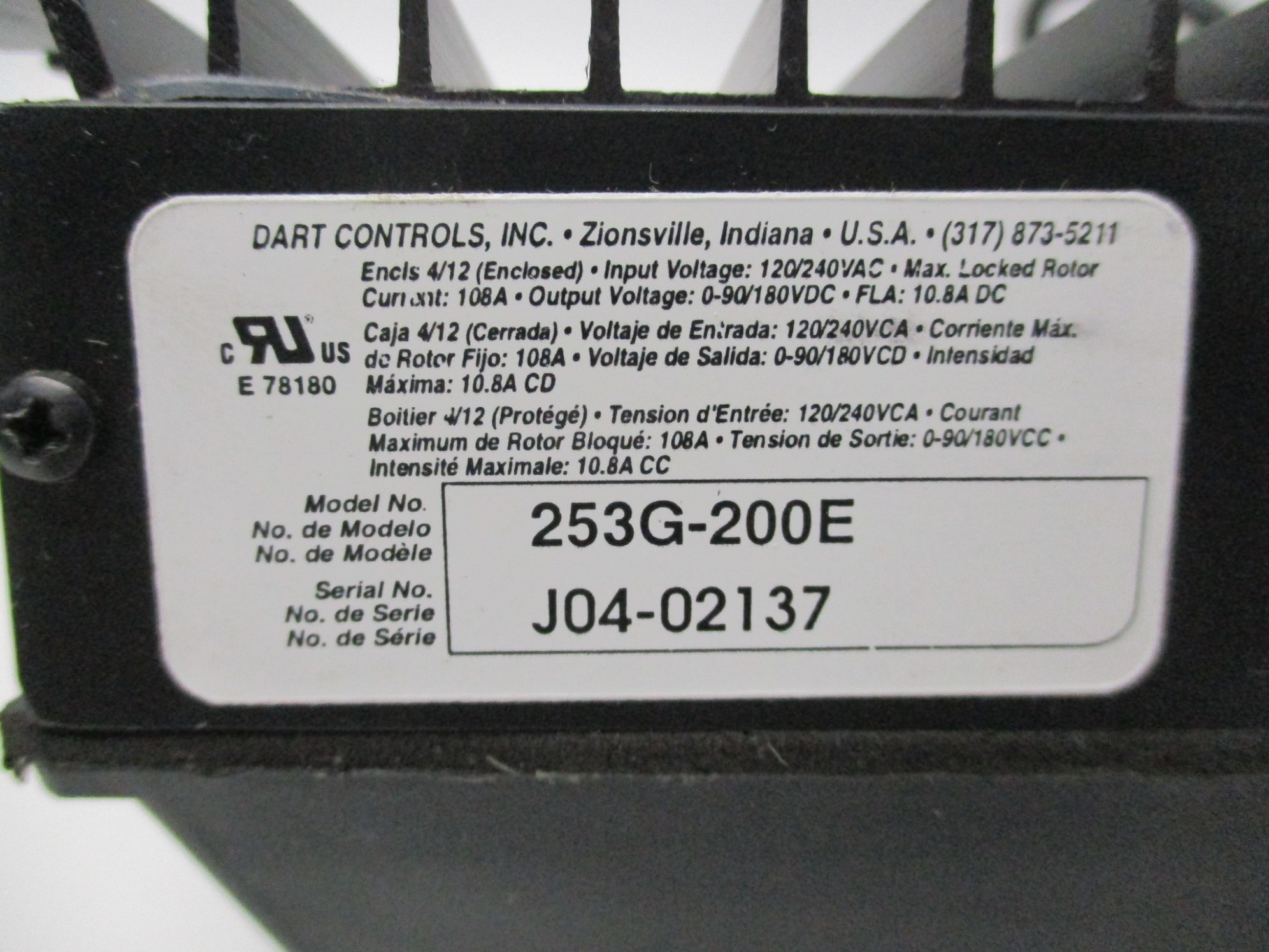 DART CONTROLS 253G-200E NSNP