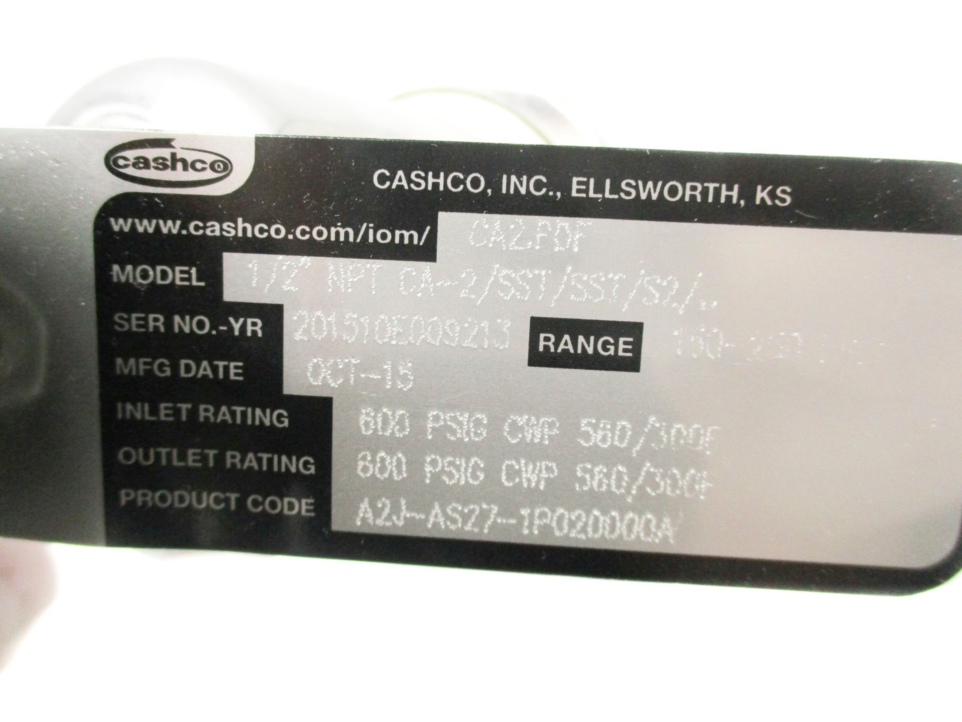 CASHCO 1/2"NPTCA-2/SST/SST/S2 800PSIG NSNP