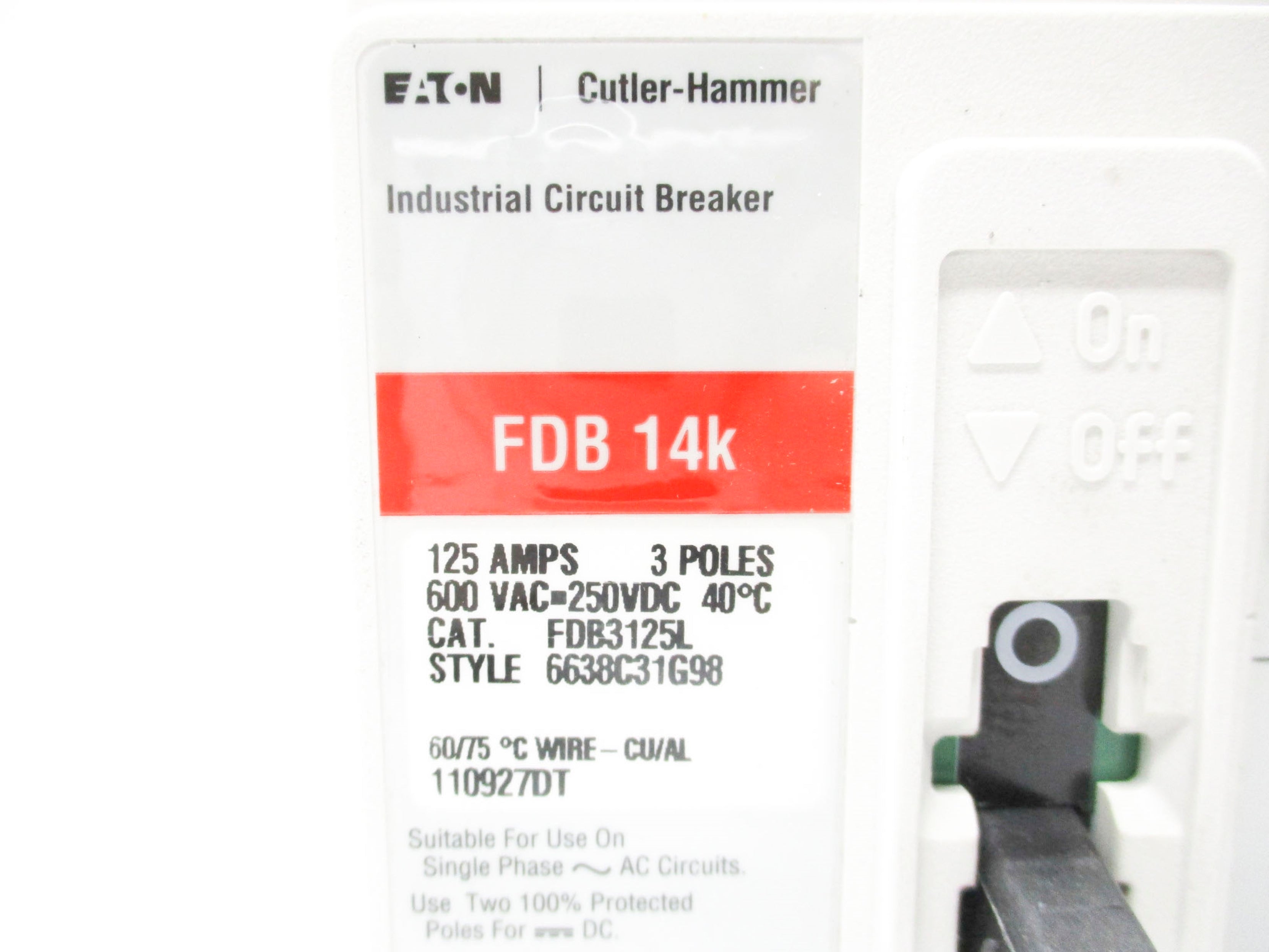 CUTLER HAMMER FDB3125L 125A 600VAC NSNP