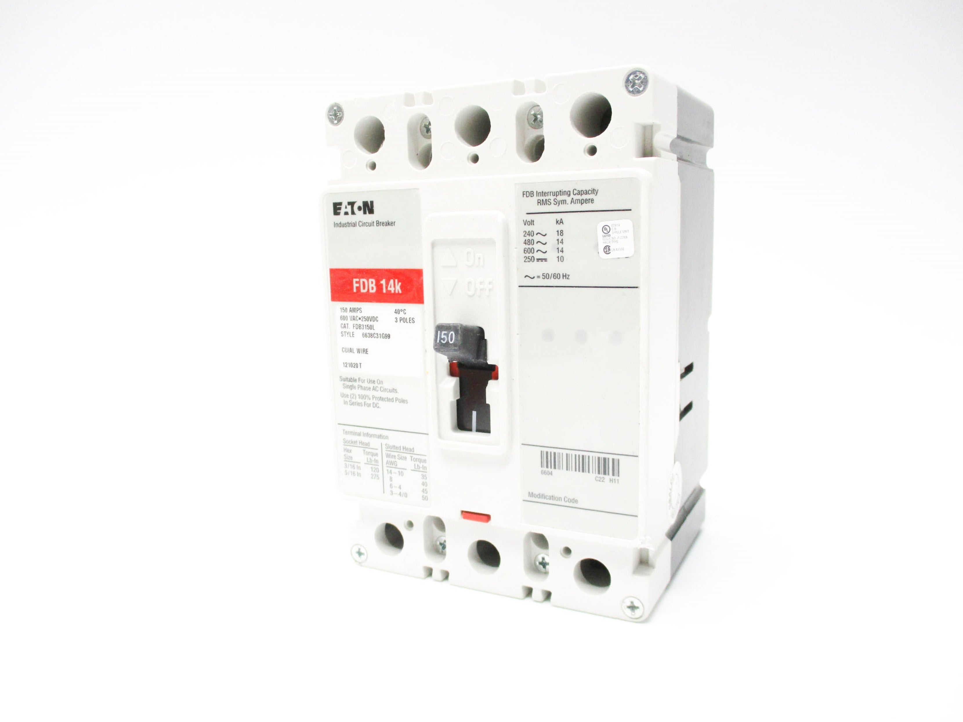 EATON FDB3150L 150A 600VAC NSNP