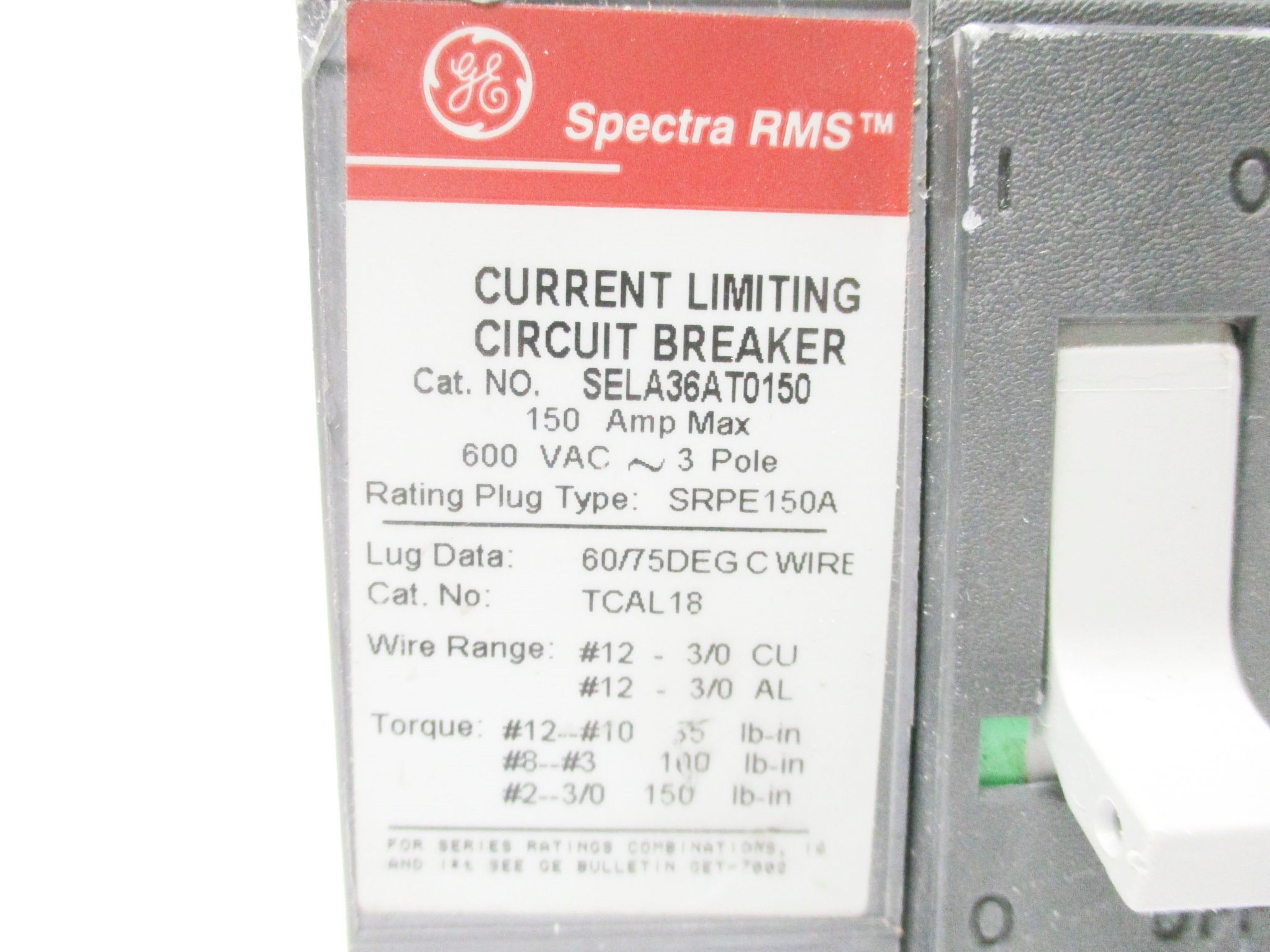 GENERAL ELECTRIC SELA36AT0150 150A 600VAC (AS PICTURED) UNMP