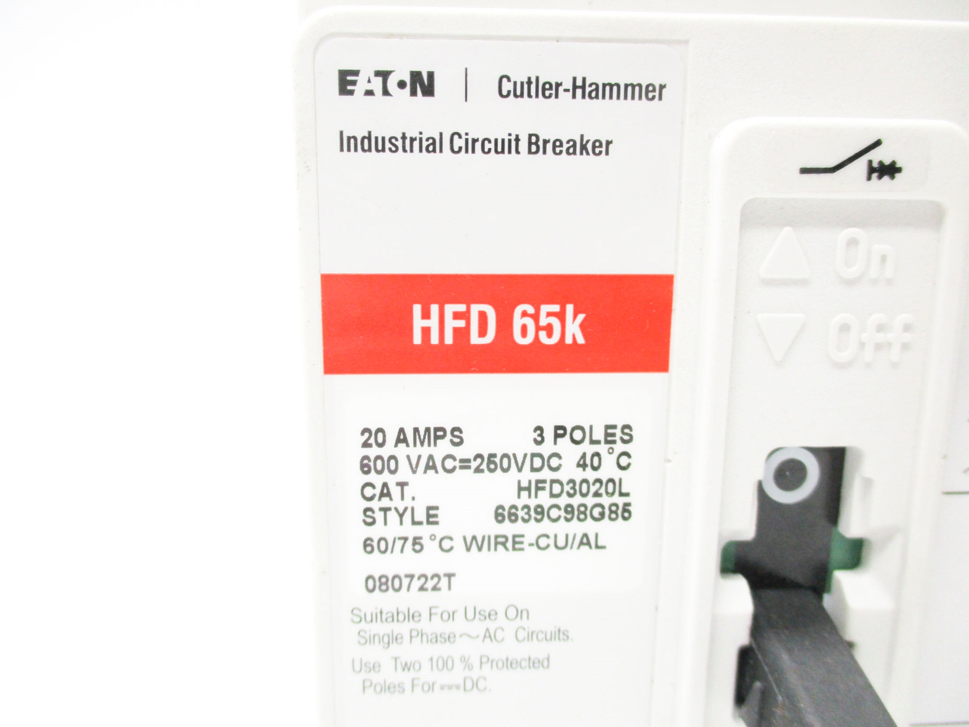 CUTLER HAMMER HFD3020L 600VAC 20A NSNP