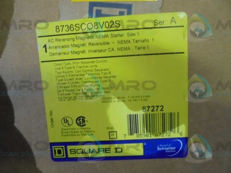 SQUARE D  8736SCO8V02S  SER A NEMA STARTER  * FACTORY SEALED *