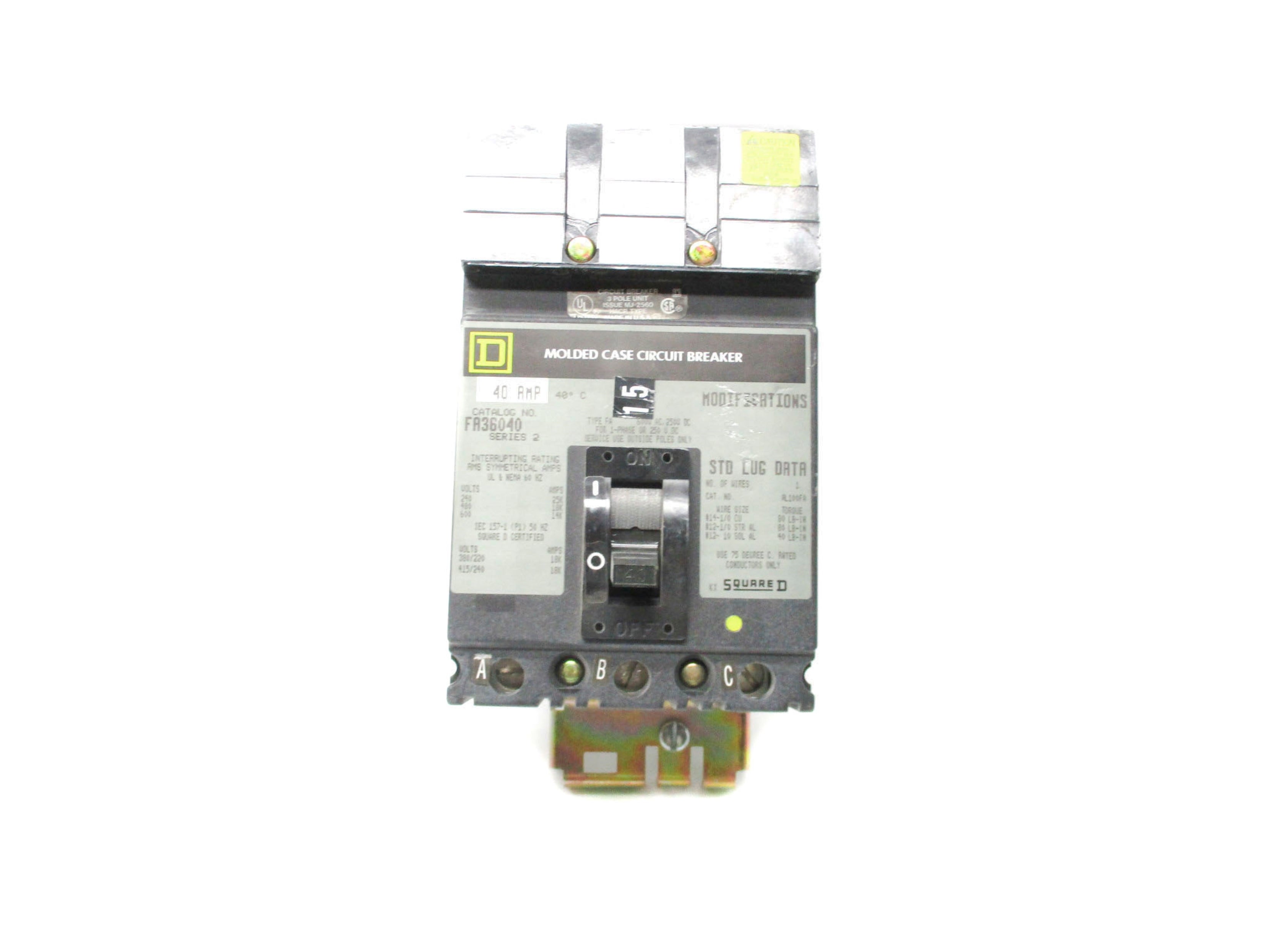 SQUARE D FA36040 240V 40A UNMP
