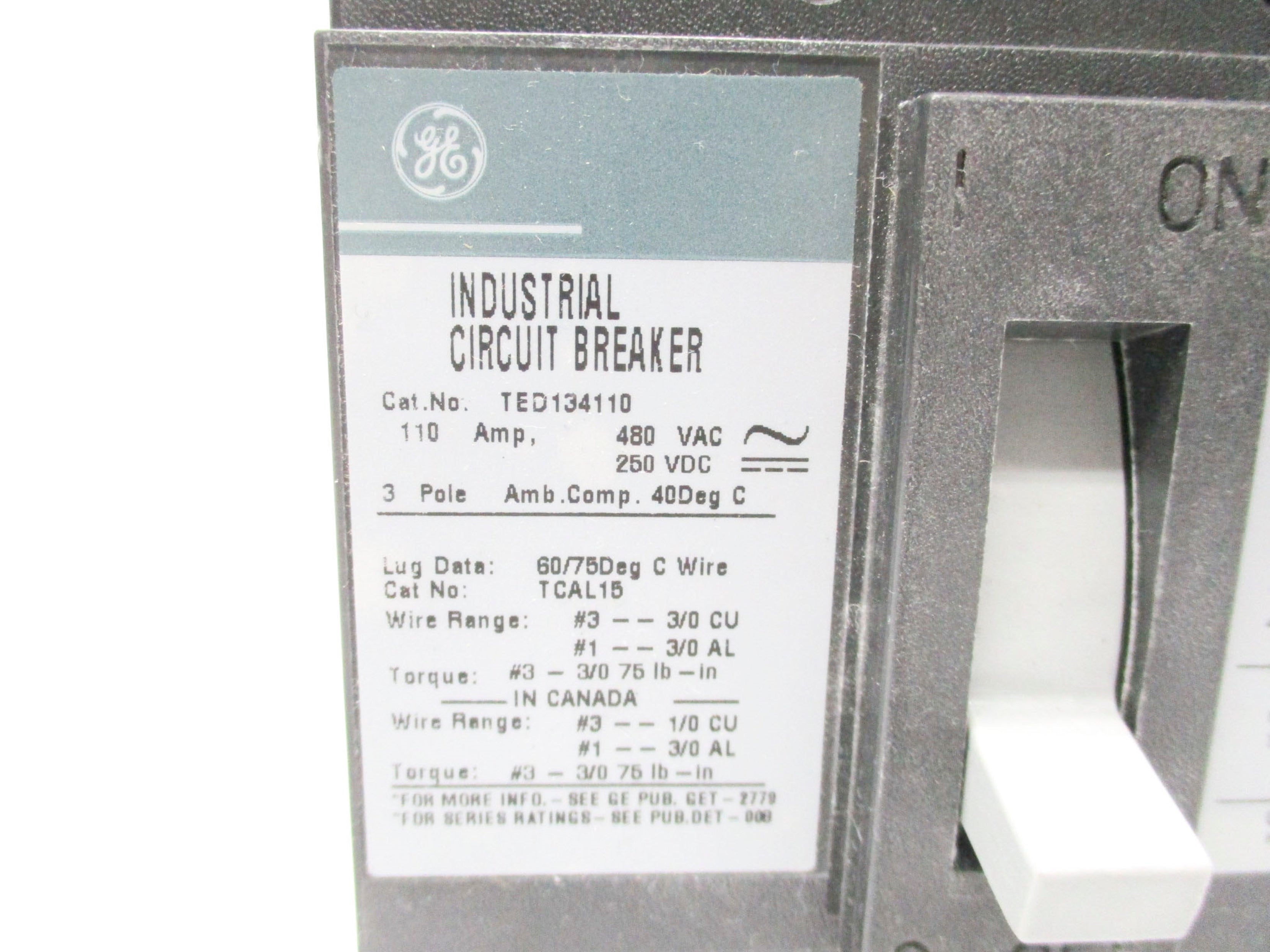 GENERAL ELECTRIC TED134110 110A 480V NSNP
