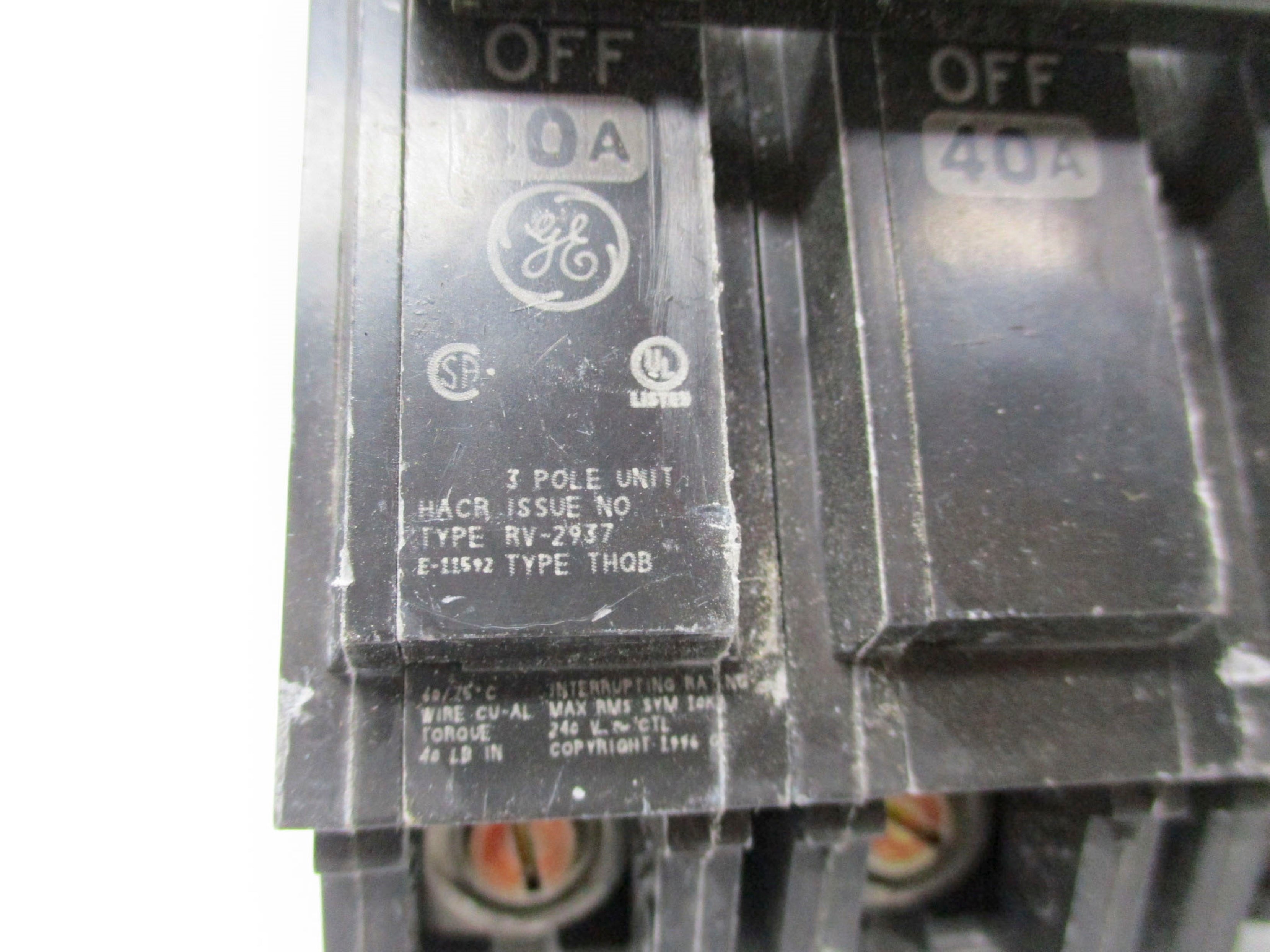 GENERAL ELECTRIC THQB340 240V 40A UNMP