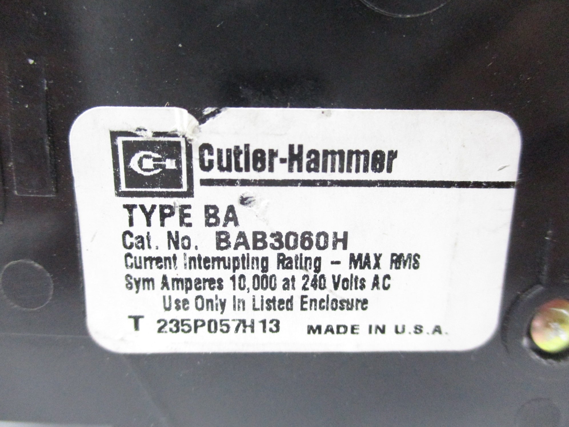 CUTLER HAMMER BAB3060H 240VAC 60A UNMP