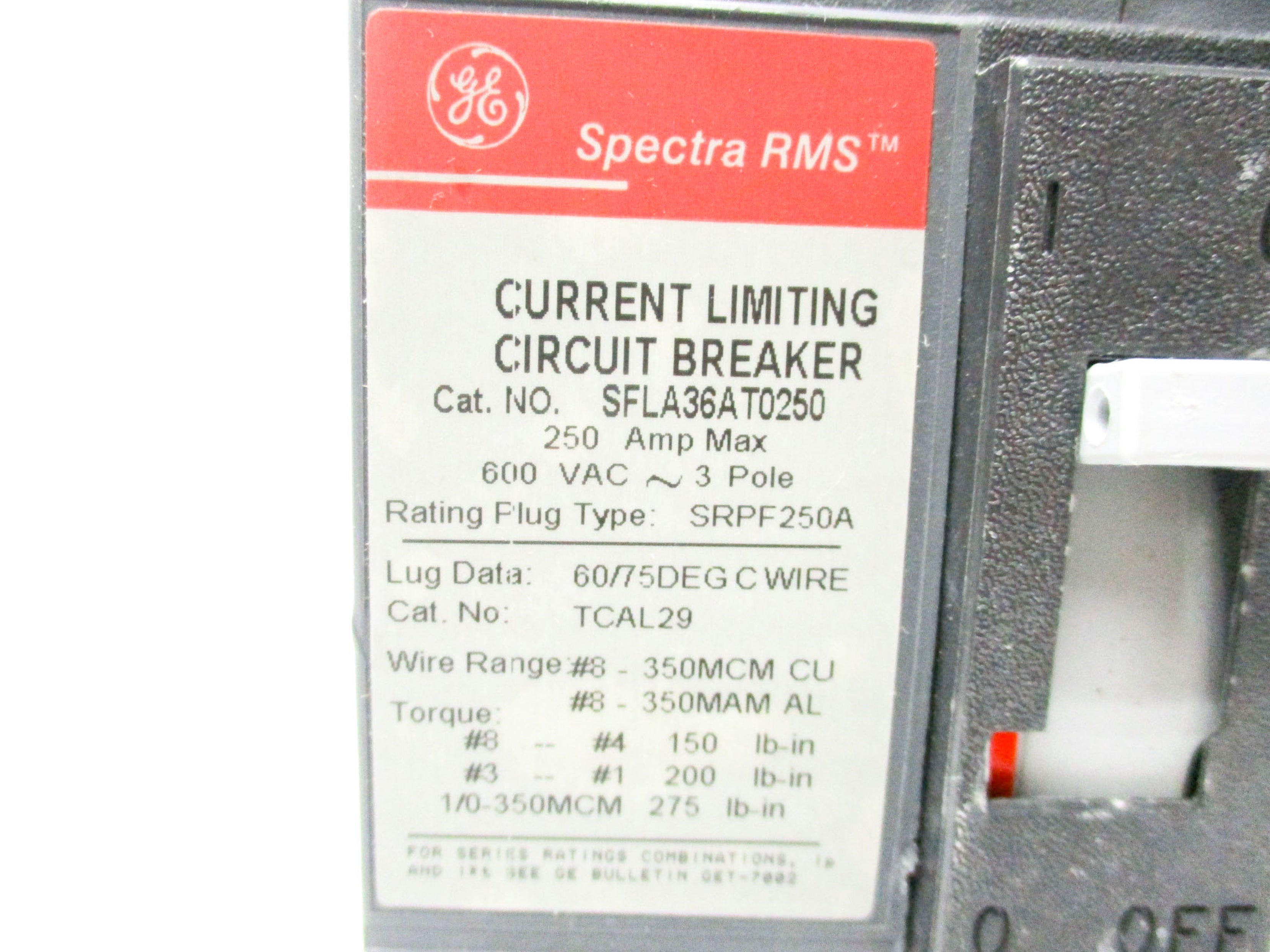 GENERAL ELECTRIC SFLA36AT0250 600VAC 250A UNMP