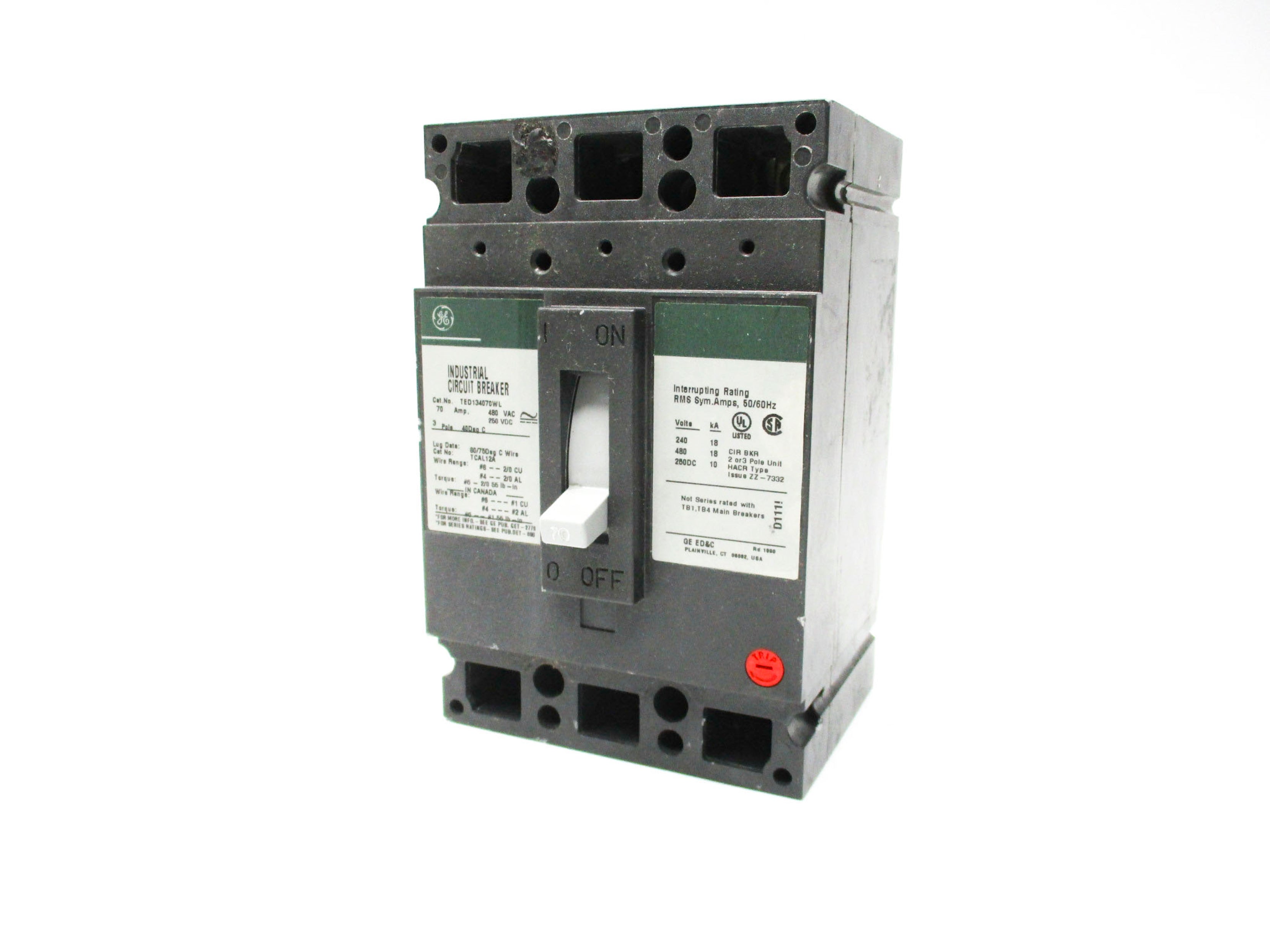 GENERAL ELECTRIC TED134070WL 480VAC 70A UNMP