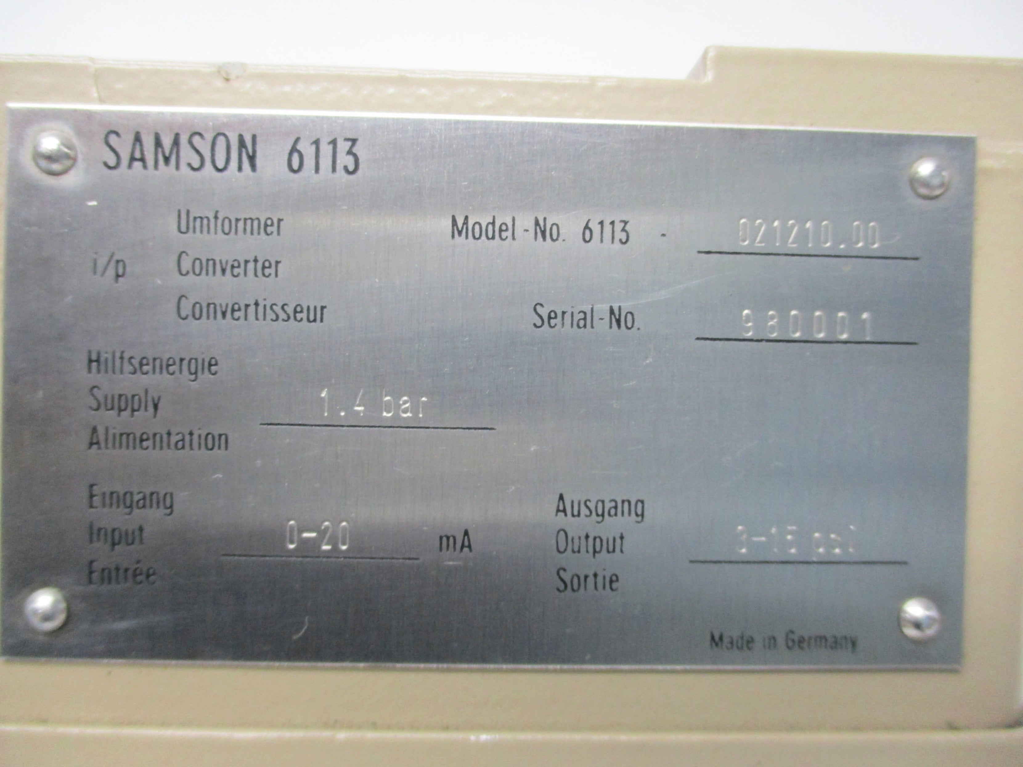 SAMSON 6113-021210.00 UNMP