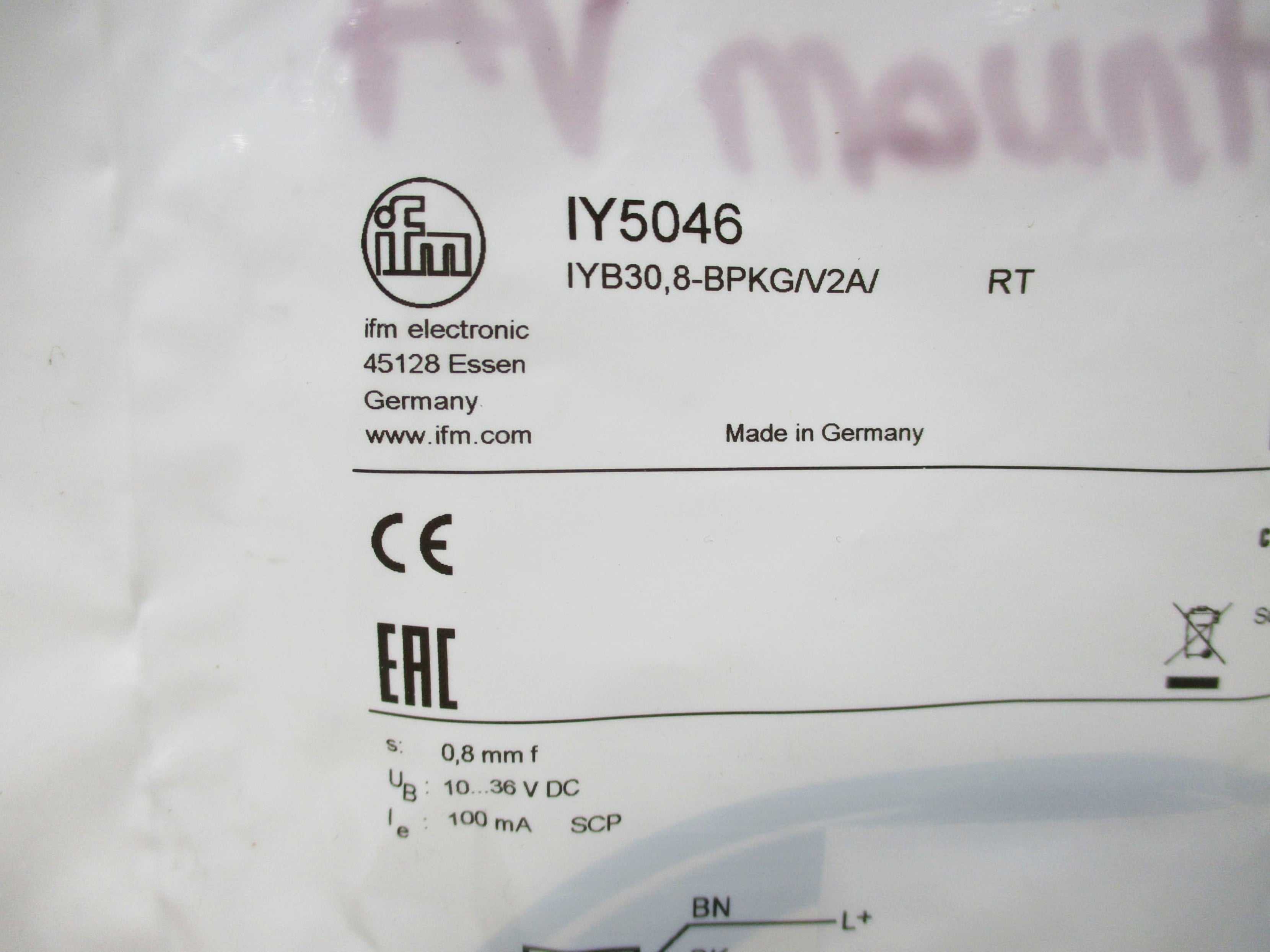 IFM IY5046 IYB30,8-BPKG/V2A/ NSMP