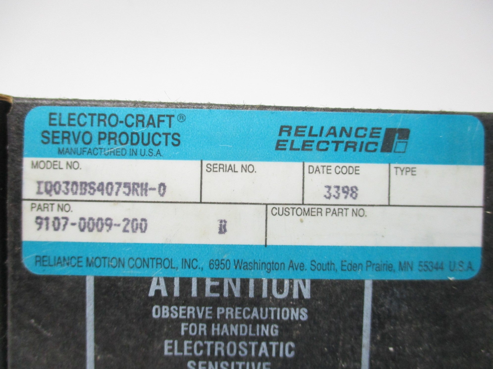 RELIANCE ELECTRIC IQ030BS4075RH-0 NSMP
