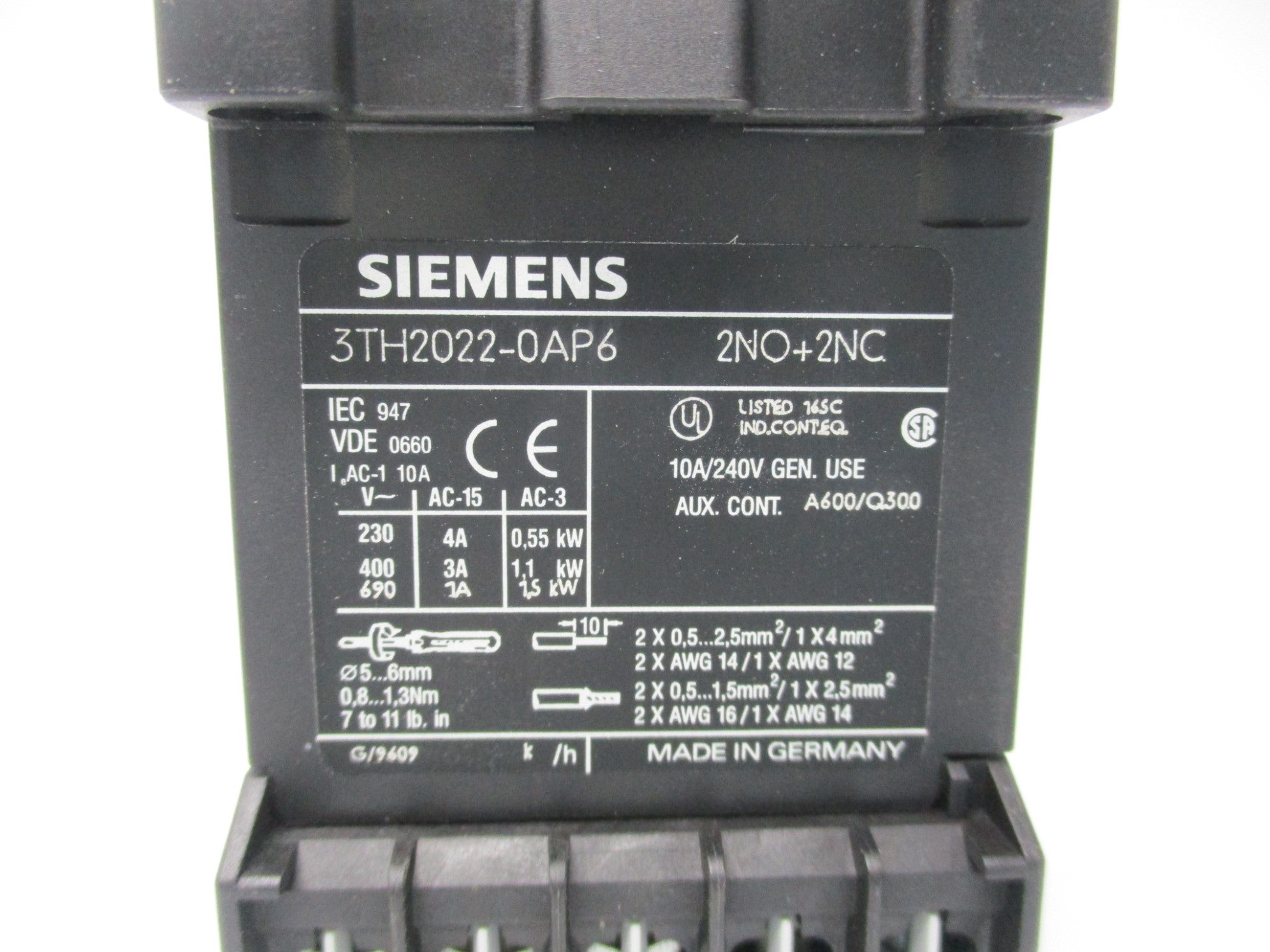 SIEMENS 3TH2022-0AP6 240V 10A NSNP