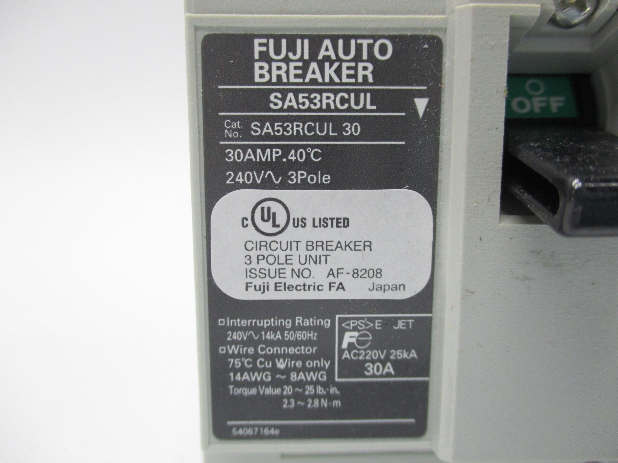 FUJI SA53RCUL 240V 30A NSMP