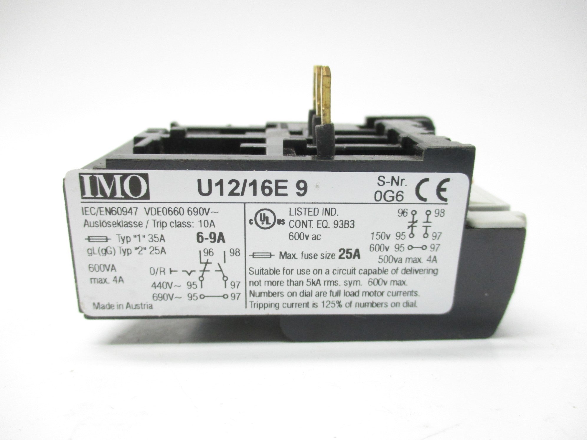 IMO U12/16E9 600V 6-9A NSMP