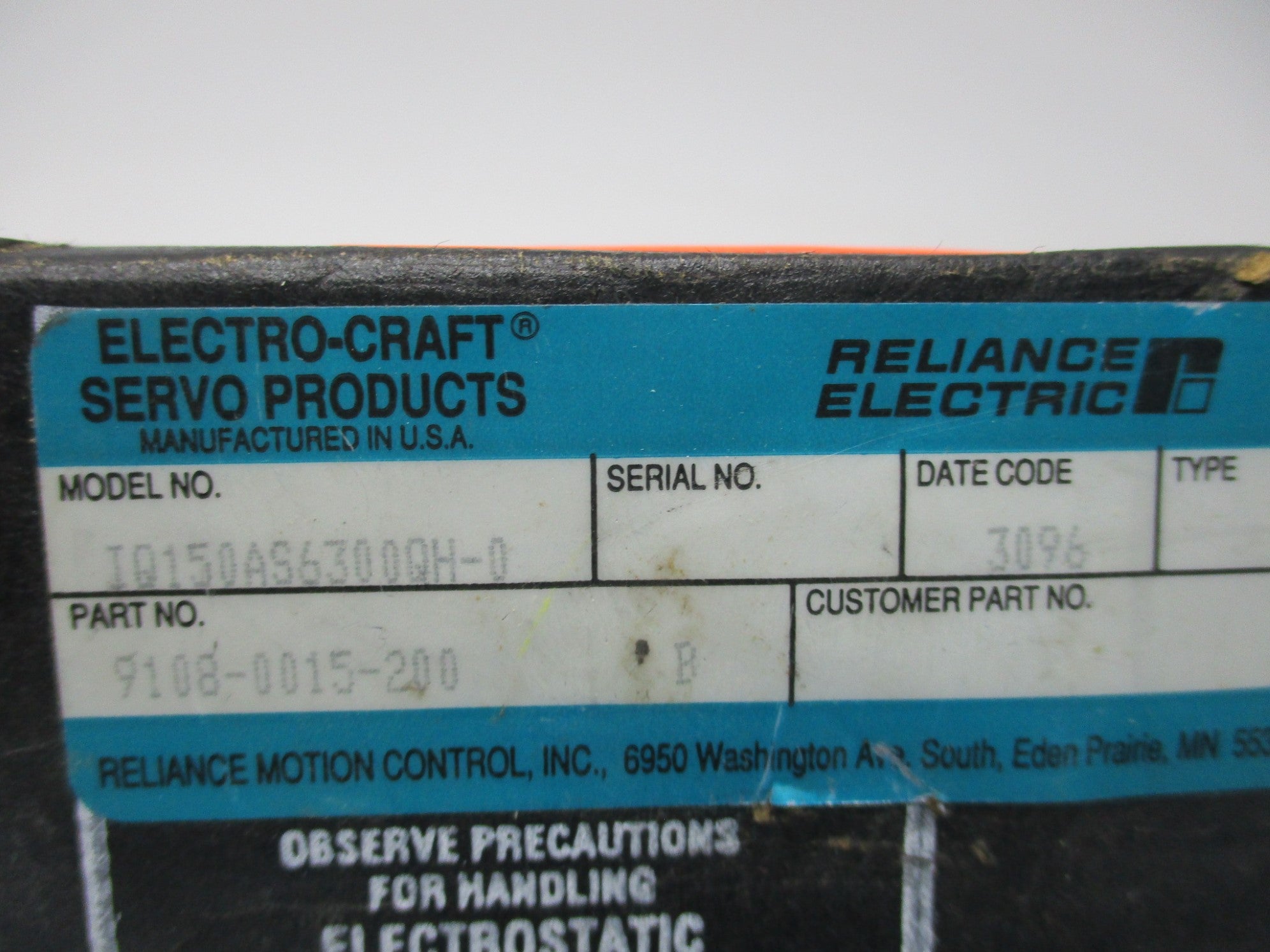 RELIANCE ELECTRIC IQ150AS6300QH-0 NSMP