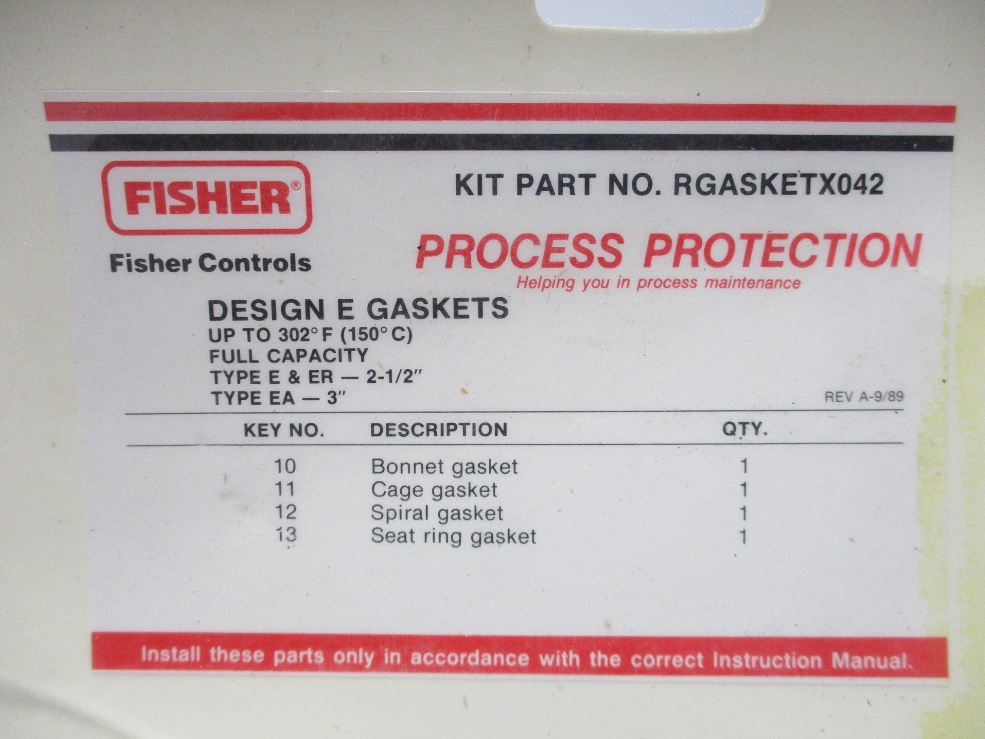 FISHER RGASKETX042 NSFS