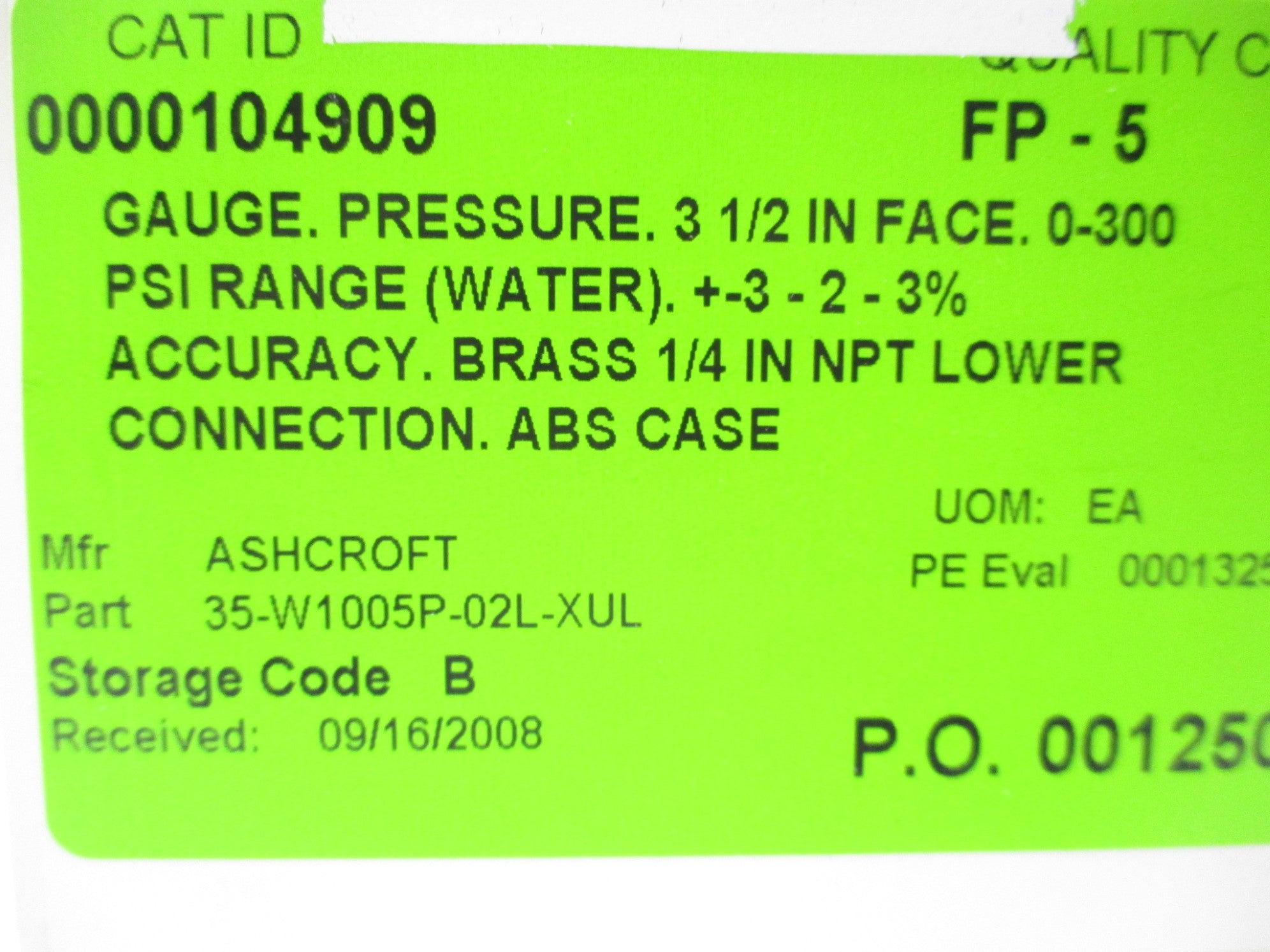 ASHCROFT 35-W1005P-02L-XUL NSMP