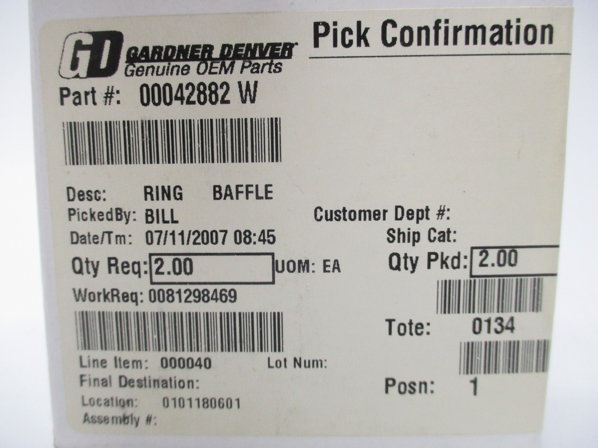 GARDNER DENVER 42882W NSMP