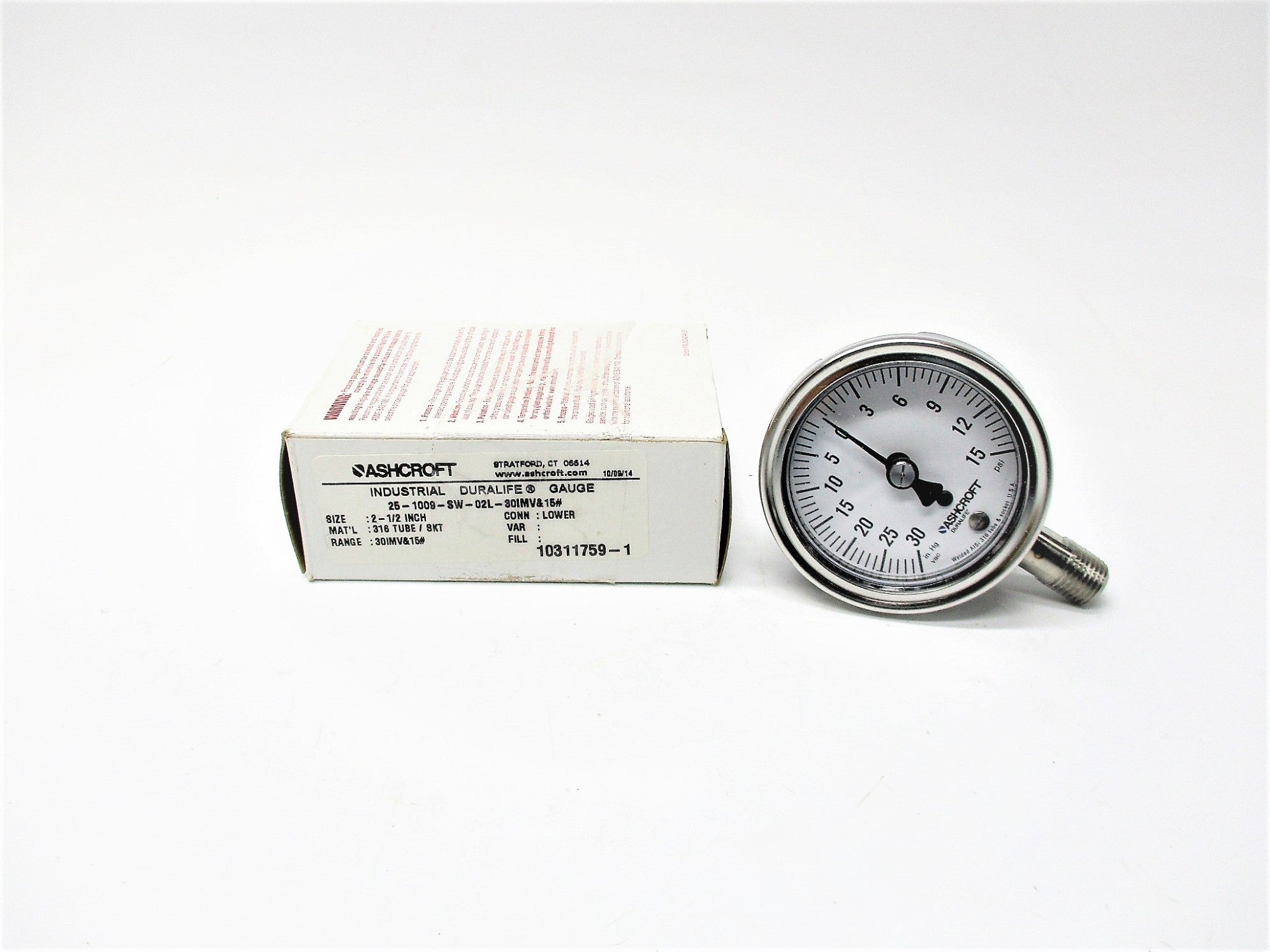 ASHCROFT 25-1009-SW-02L-30IMV&15# NSMP