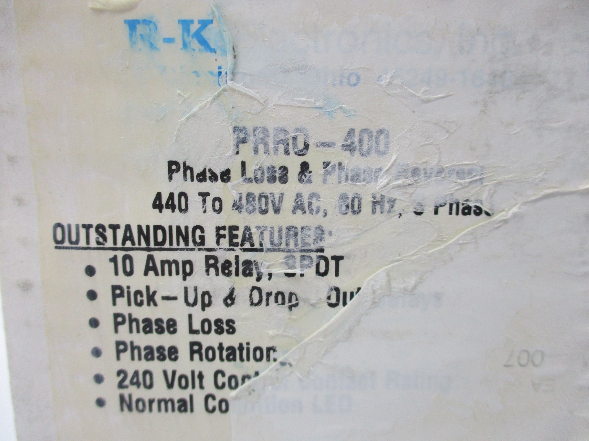 R-K ELECTRONICS PRRO-400 120VAC NSMP