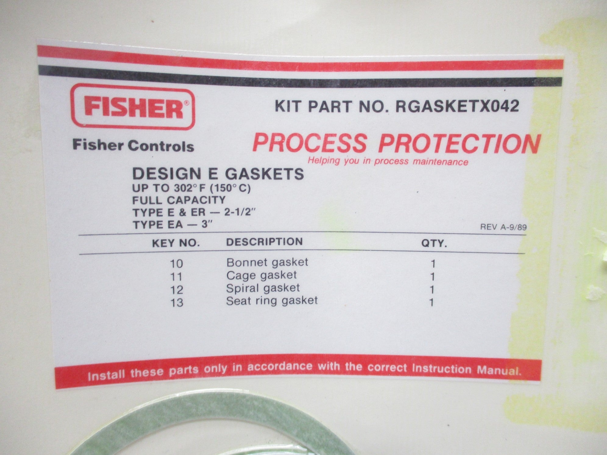 FISHER RGASKETX042 NSFS