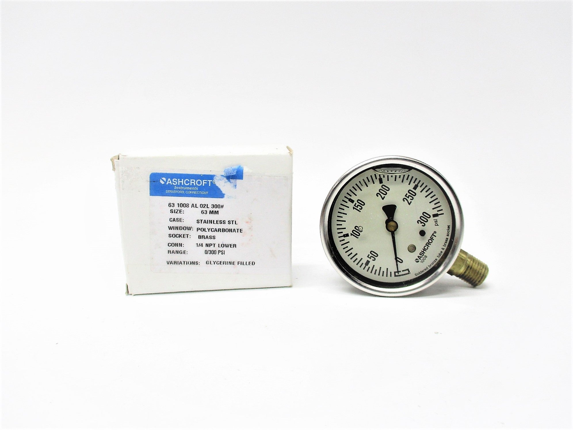 ASHCROFT 631008AL02L300# 0-300 PSI NSMP