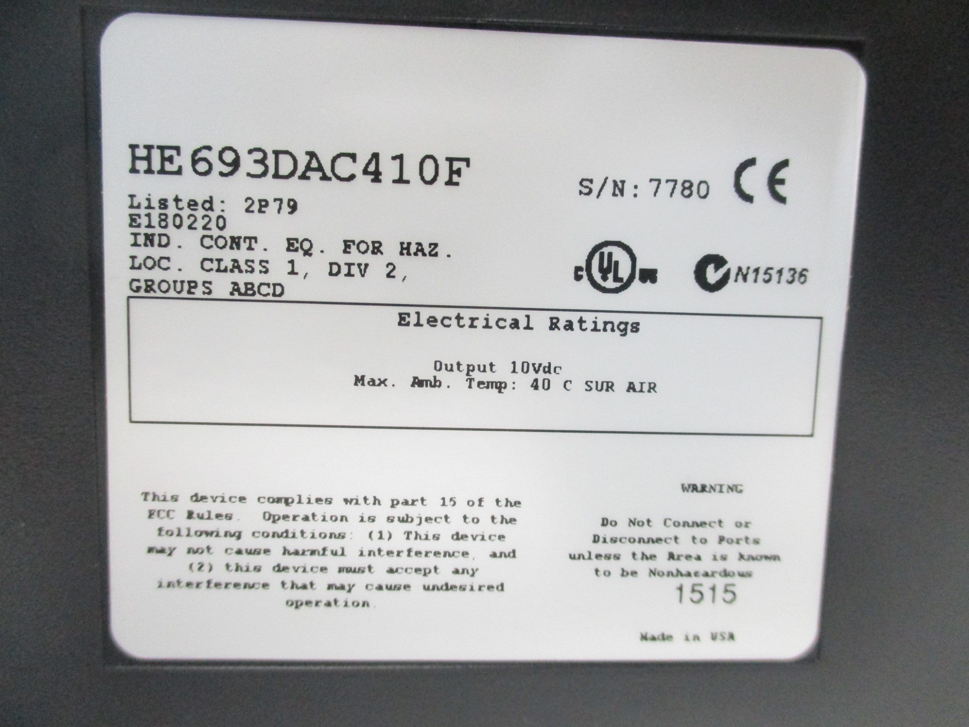 HORNER HE693DAC410F NSMP