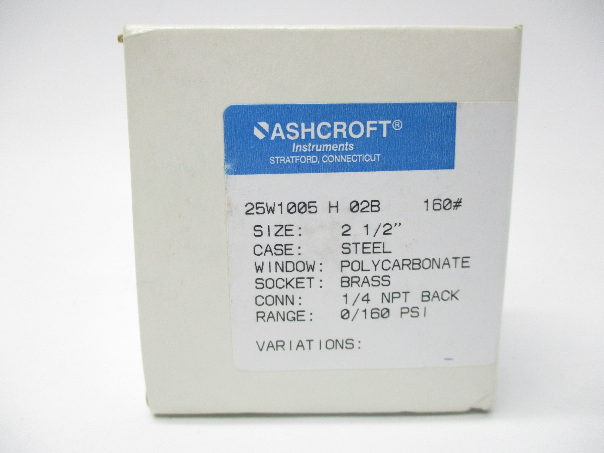 ASHCROFT 25W1005D02B160# 0-160PSI NSMP