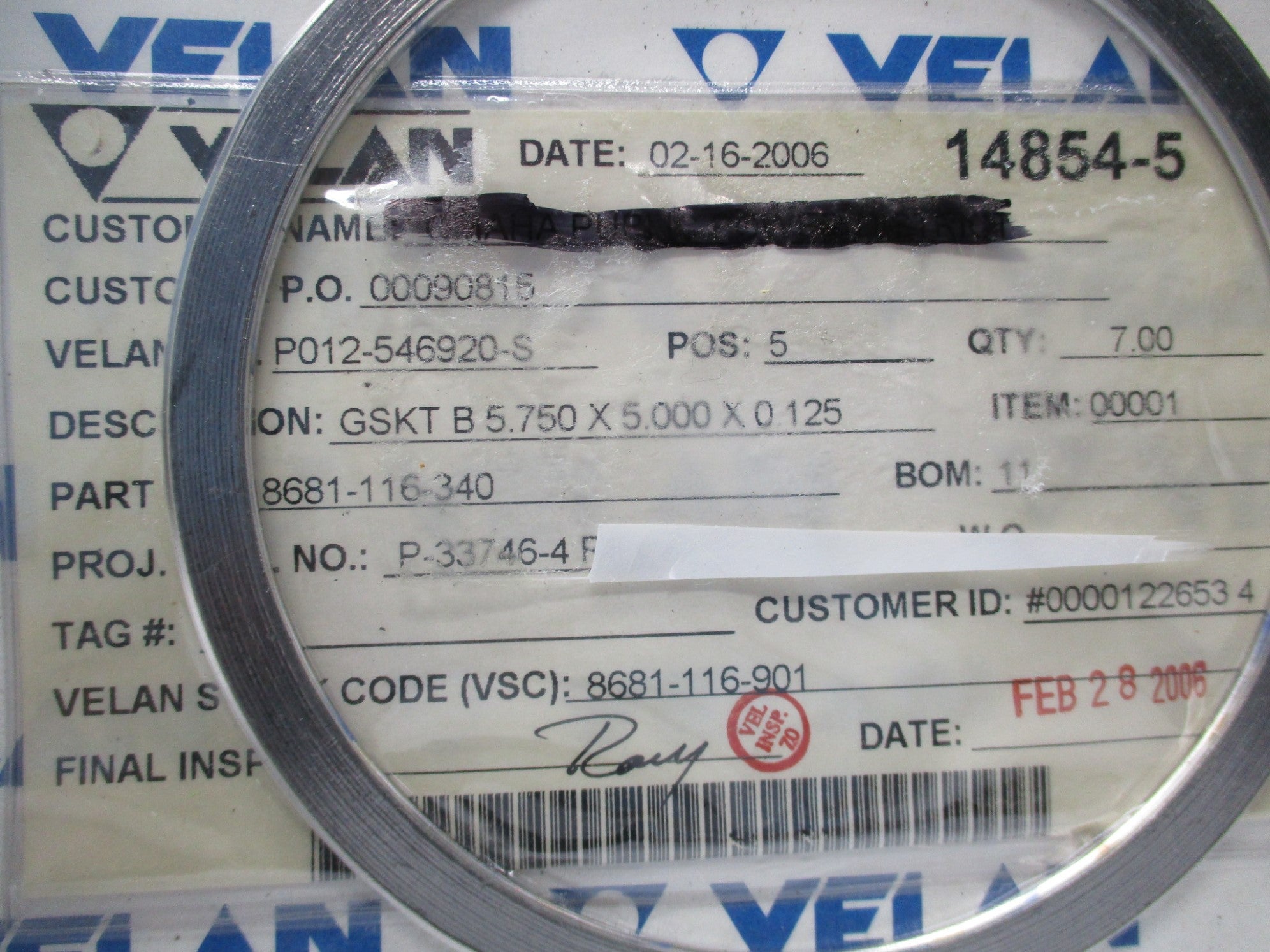 VELAN 8681-116-340 NSFS
