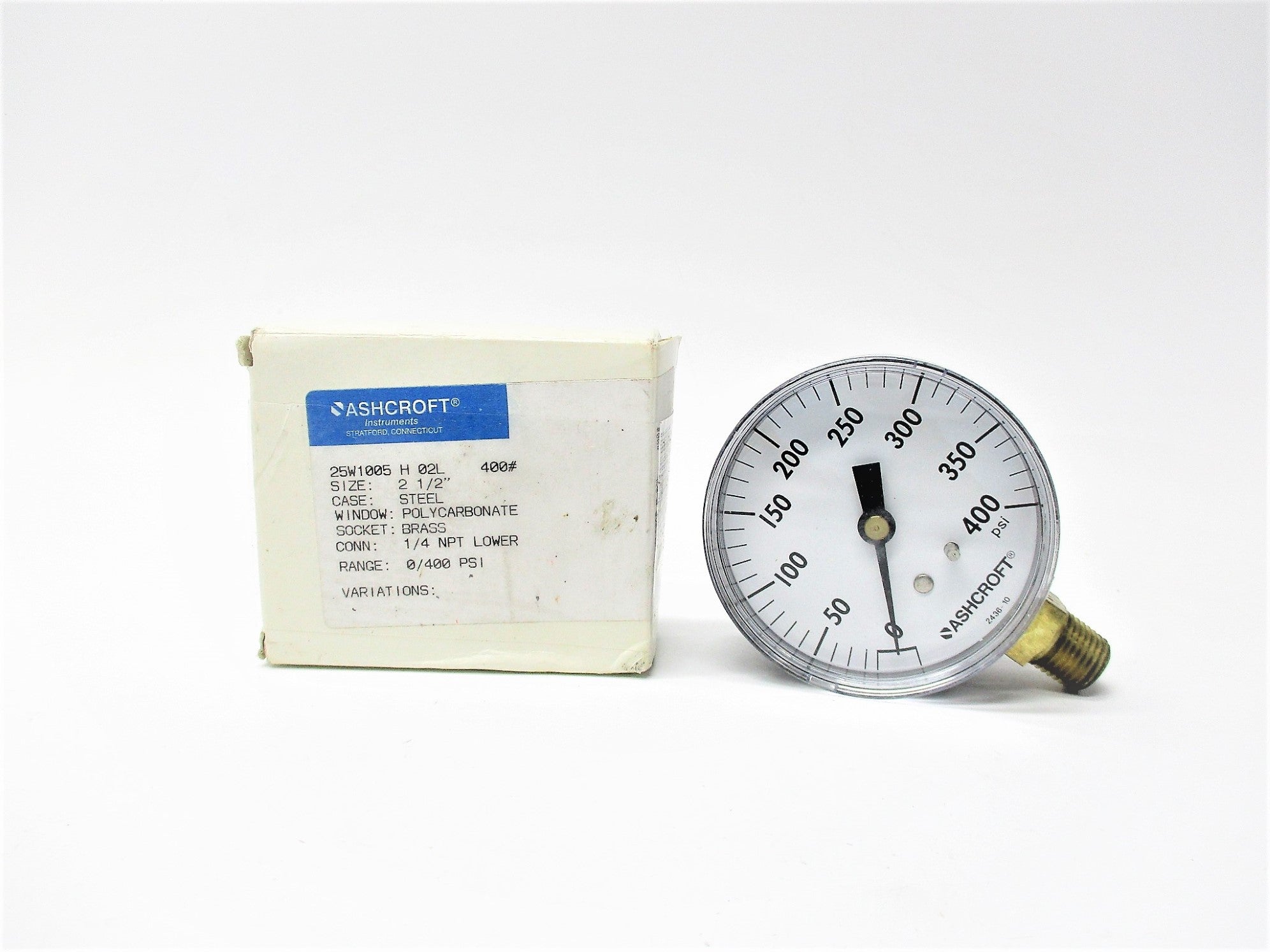 ASHCROFT 25W1005H02L400# 0-400PSI 2-1/2" NSMP