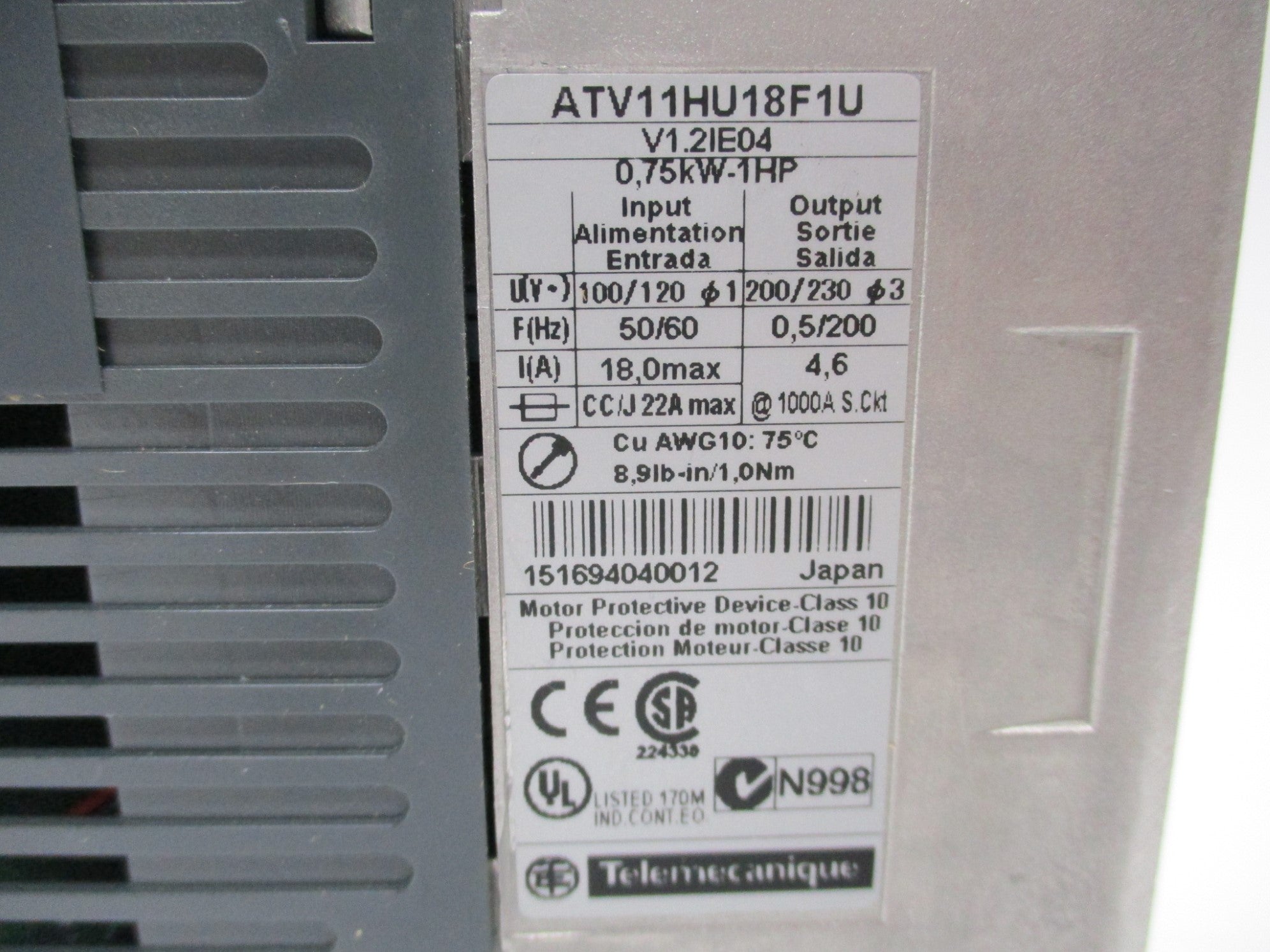 TELEMECANIQUE ATV11HU18F1U NSNP