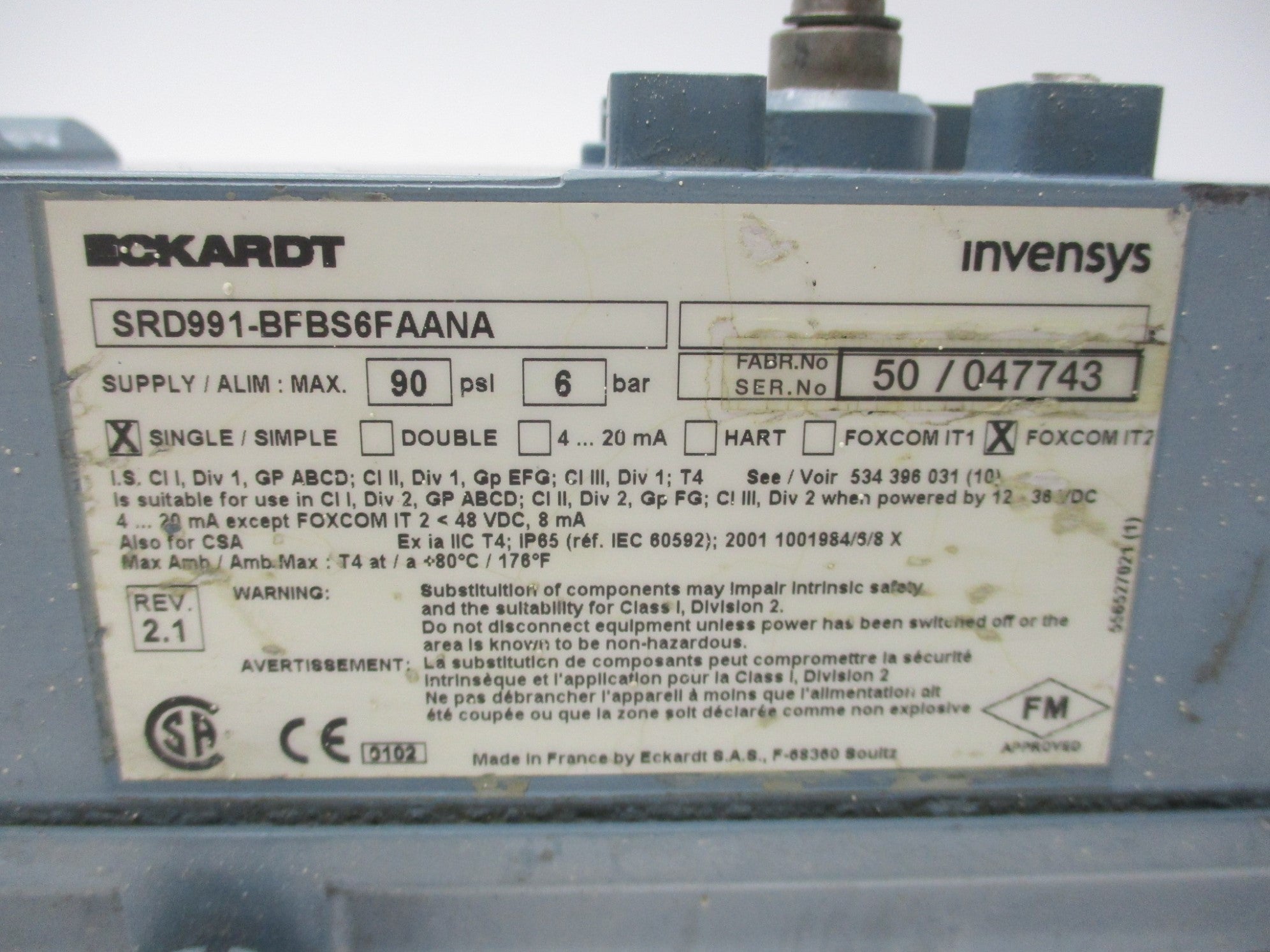 ECKARDT SRD991-BFBS6FAANA 90PSI UNMP