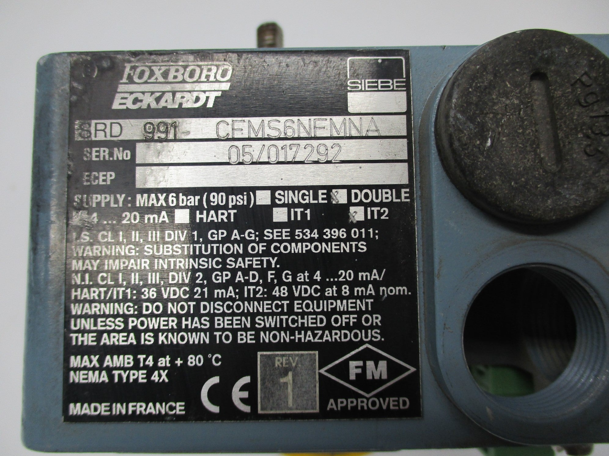 FOXBORO SRD991-CFMS6NFMNA 90PSI (AS PICTURED) UNMP
