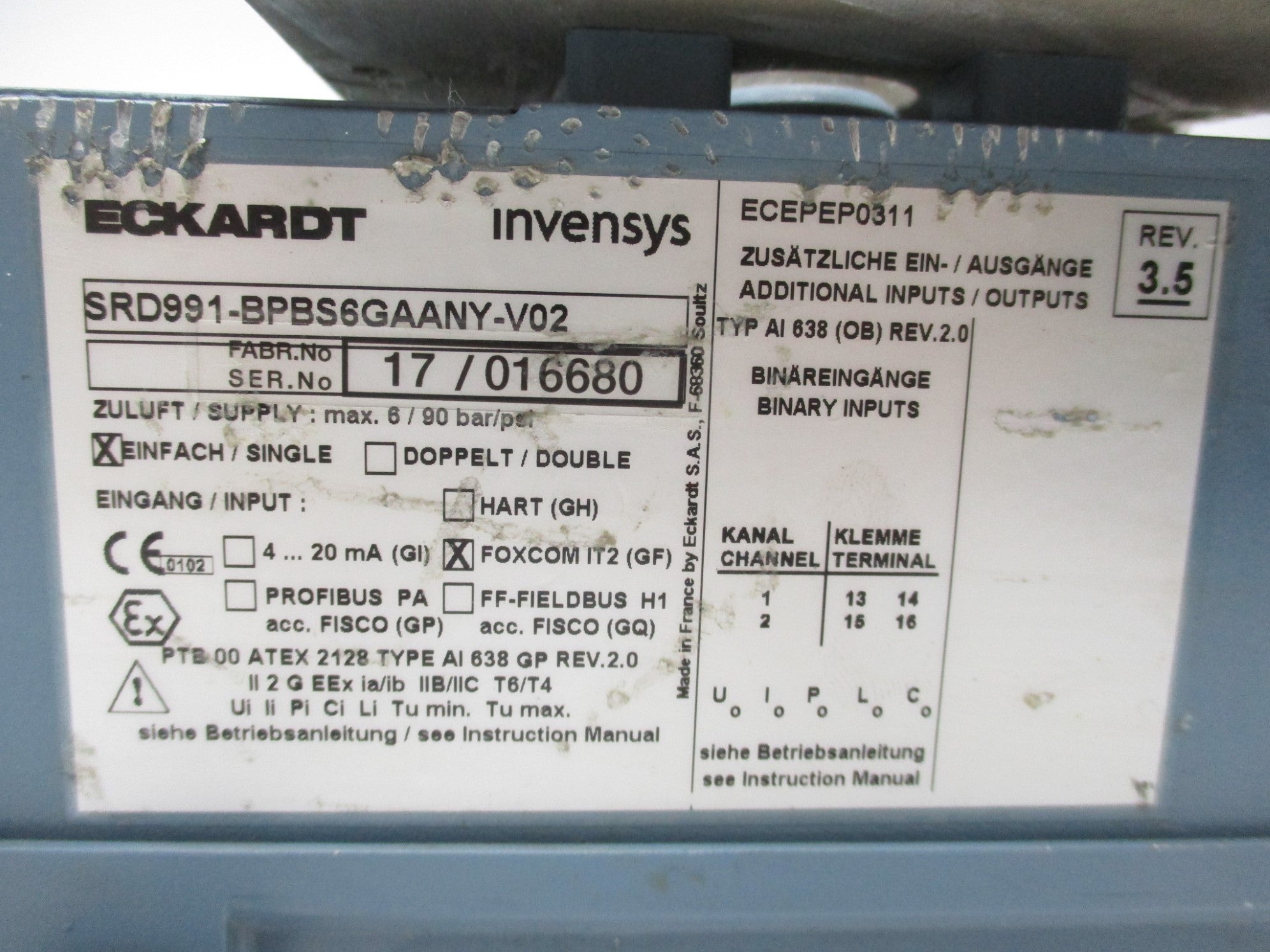 FOXBORO SRD991-BPBS6GAANY-V02 90PSI (AS PICTURED) UNMP