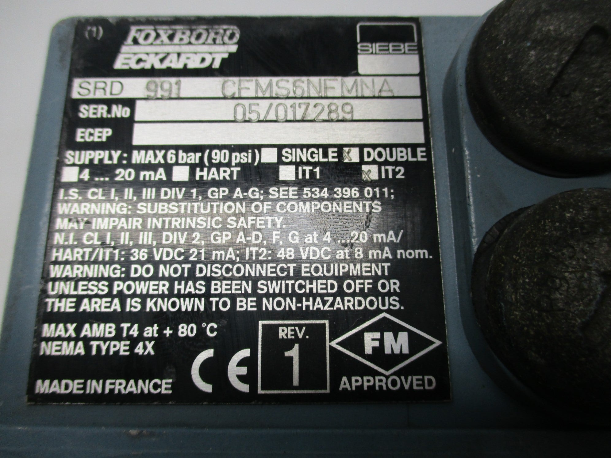 FOXBORO SRD991-CFMS6NFMNA 90PSI (AS PICTURED3) UNMP