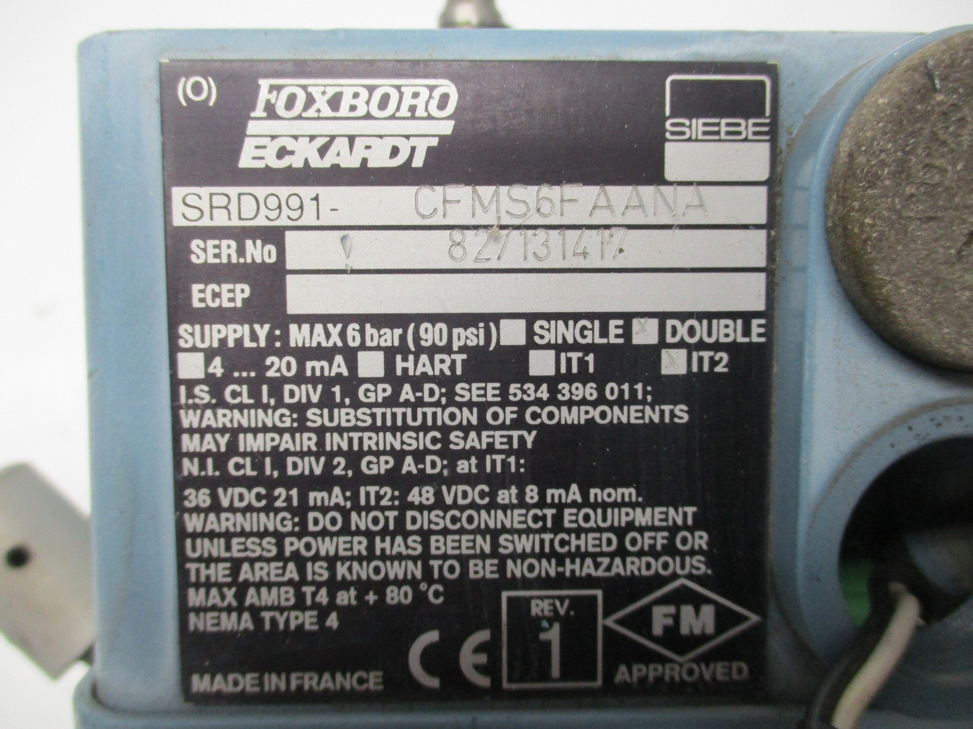 FOXBORO SRD991-CFMS6FAANA 90PSI (AS PICTURED) UNMP