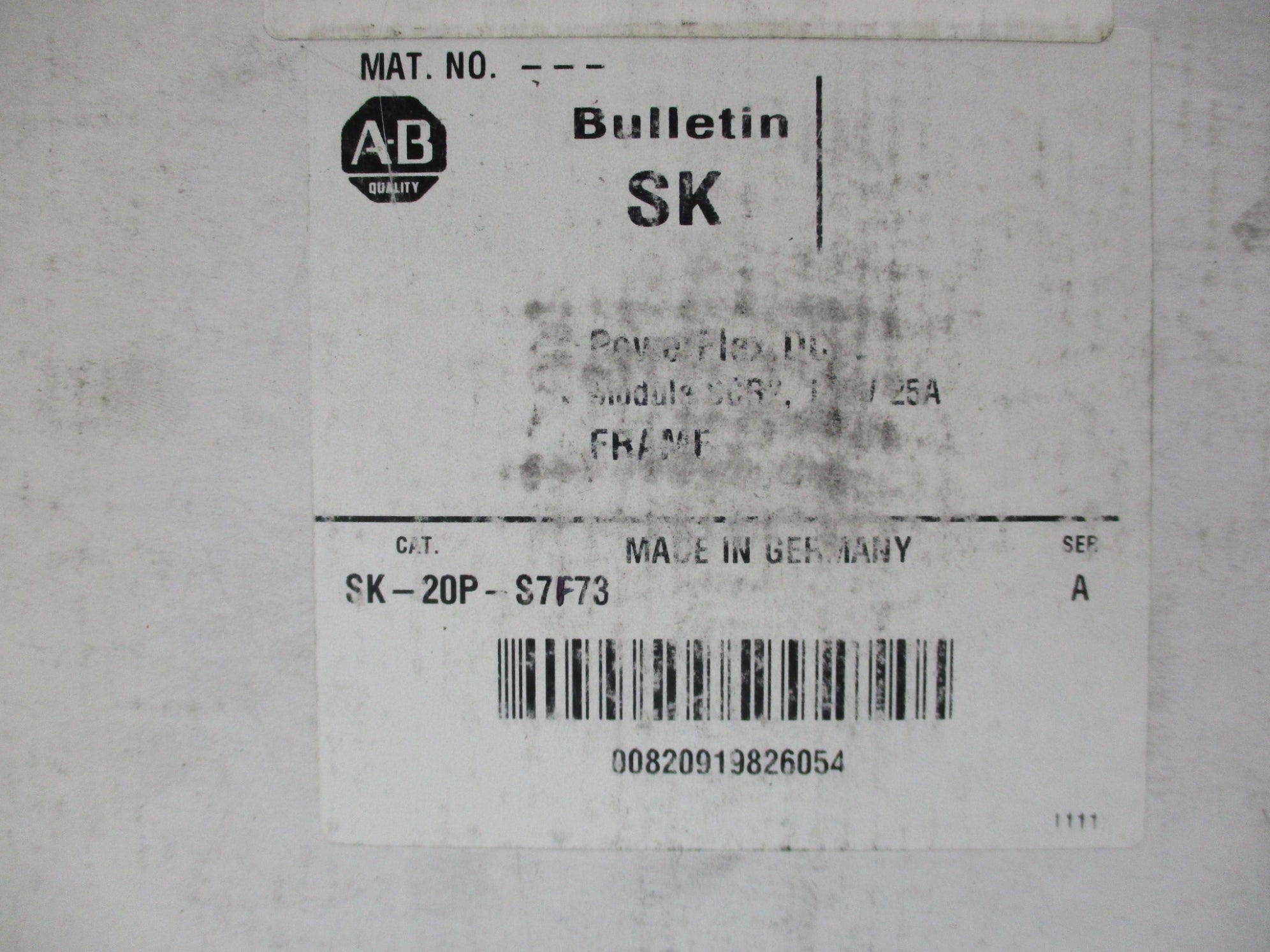 INDUSTRIAL SPARE PART SK-20P-S7F73 SER. A (WH) NSMP