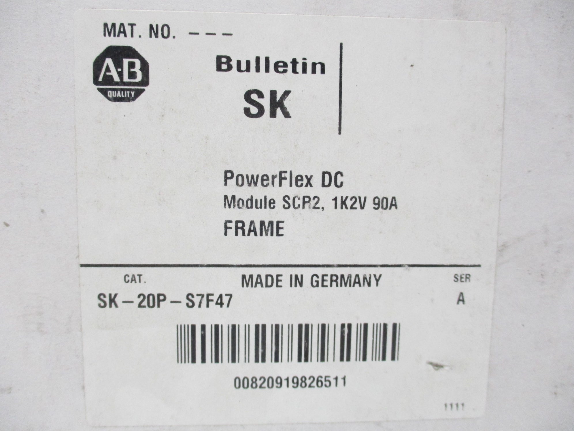 INDUSTRIAL SPARE PART SK-20P-S7F47 SER. A (WH) NSMP