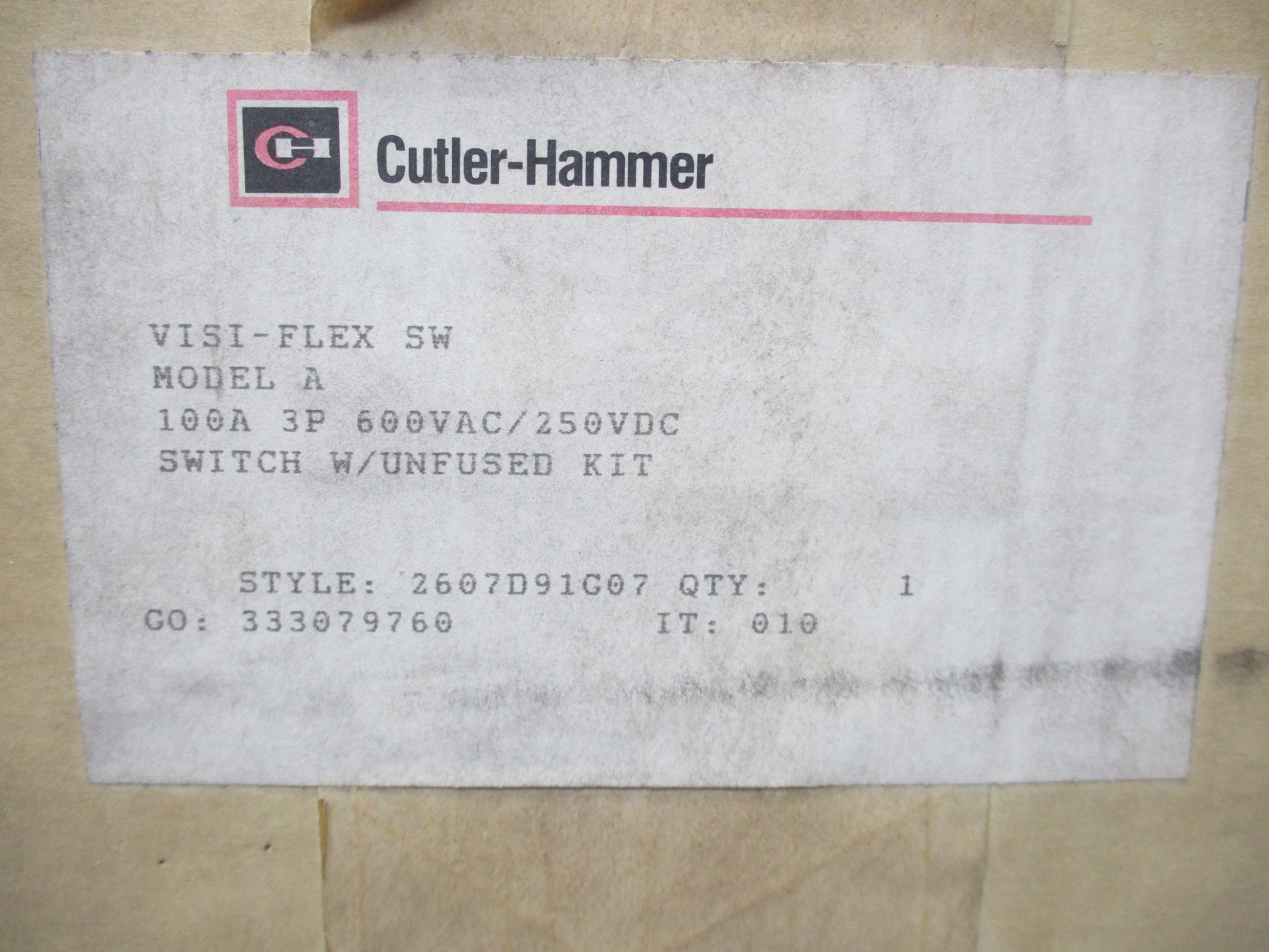 CUTLER HAMMER 2607D91G07 NSMP
