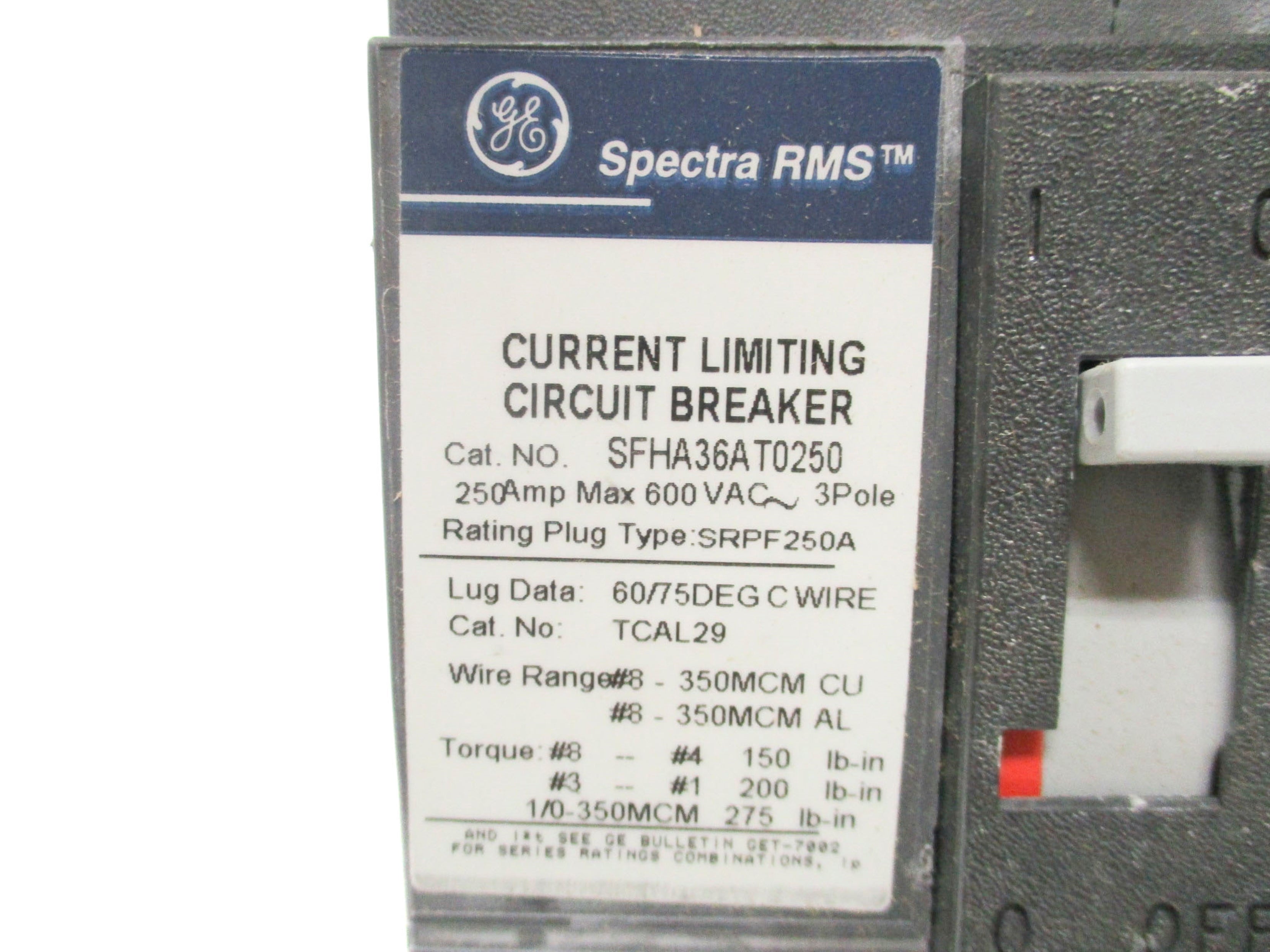 GENERAL ELECTRIC SFHA36AT0250 250A 120/240VAC (AS PICTURED) NSNP