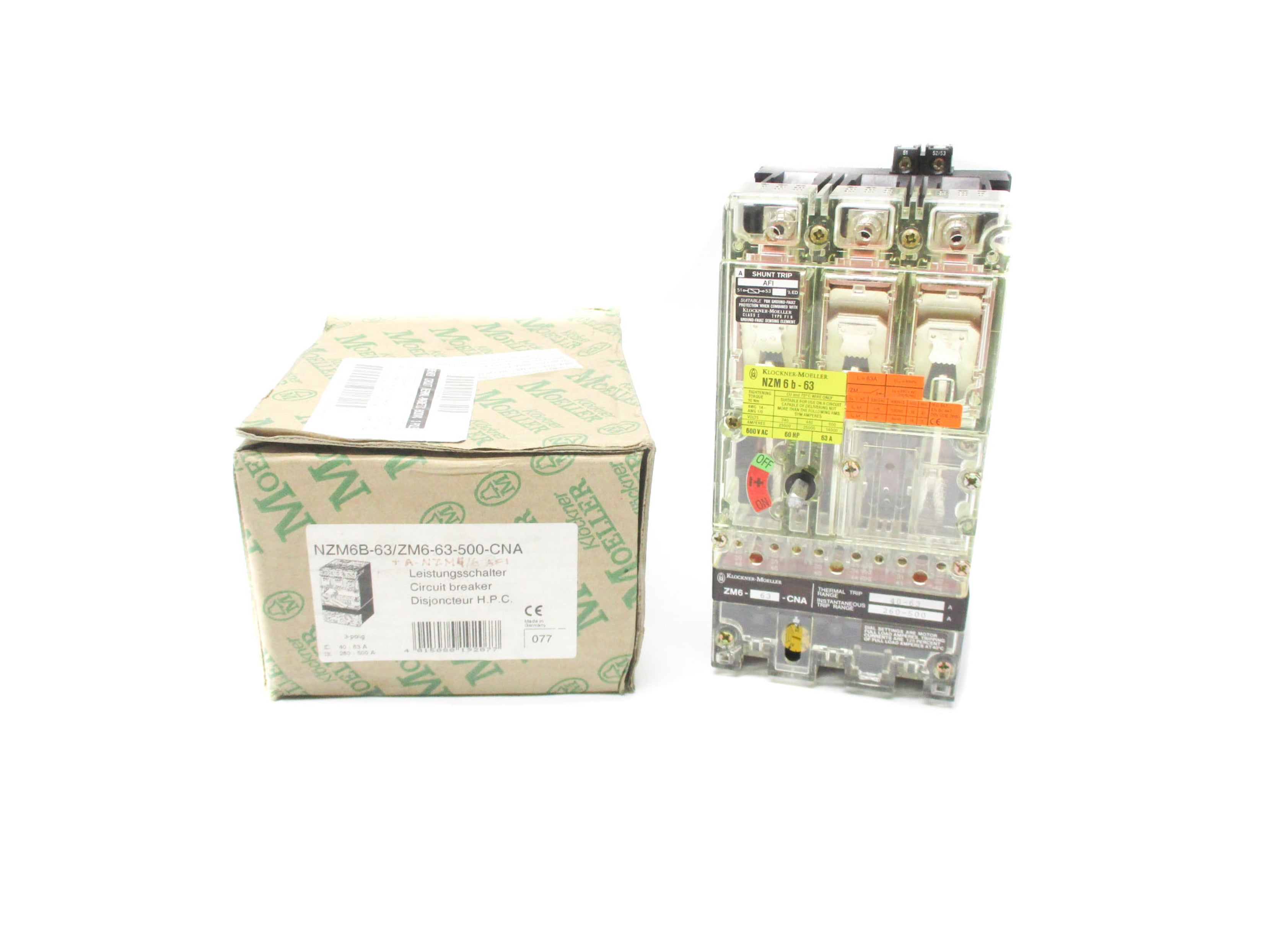 MOELLER NZM6B-63/ZM6-63-500-CNA 600VAC 63A NSMP